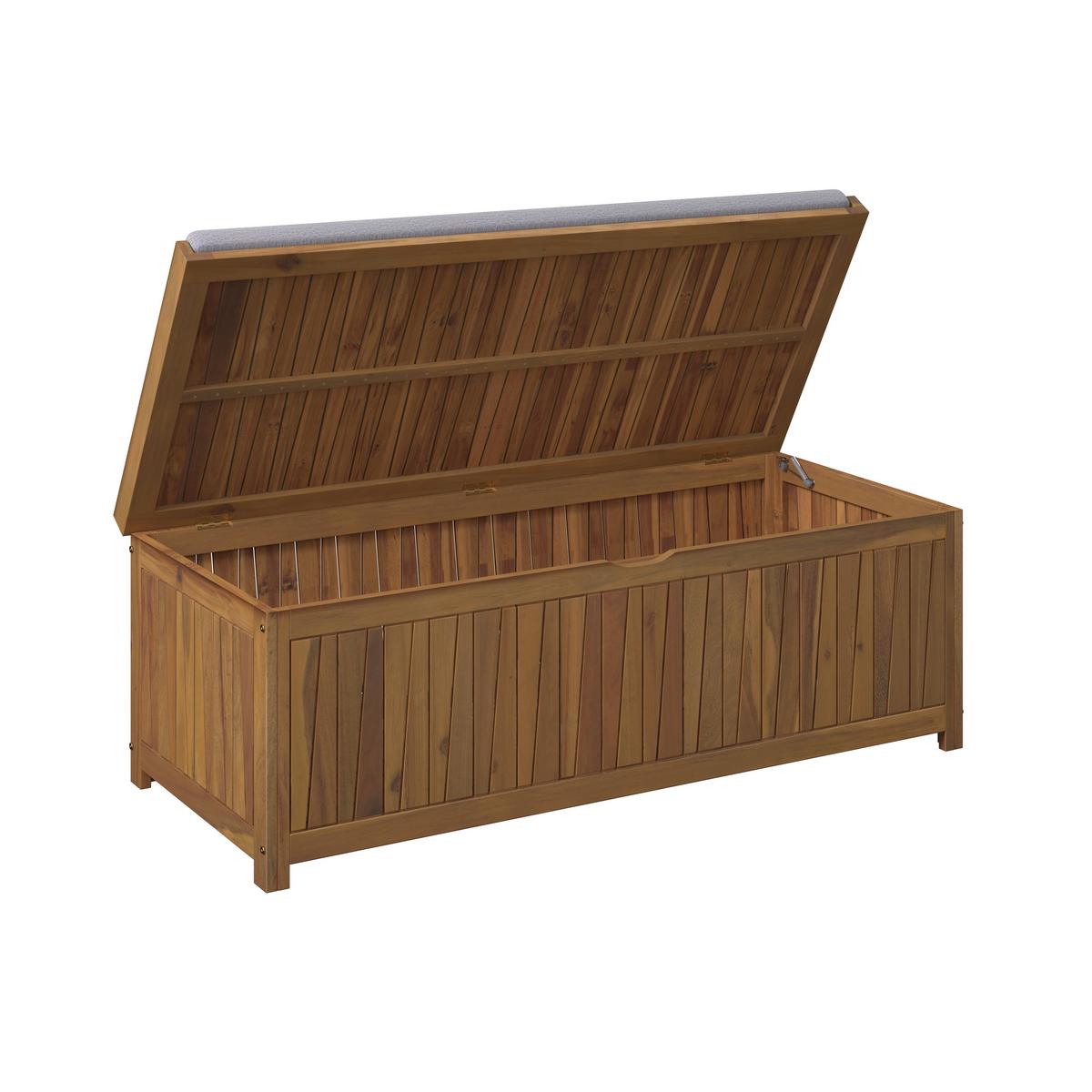 SKRZYNIA OGRODOWA SABAH - kolor akacjowy/szary, Modern, tkanina/drewno (140/50/60cm) - Ambia Garden