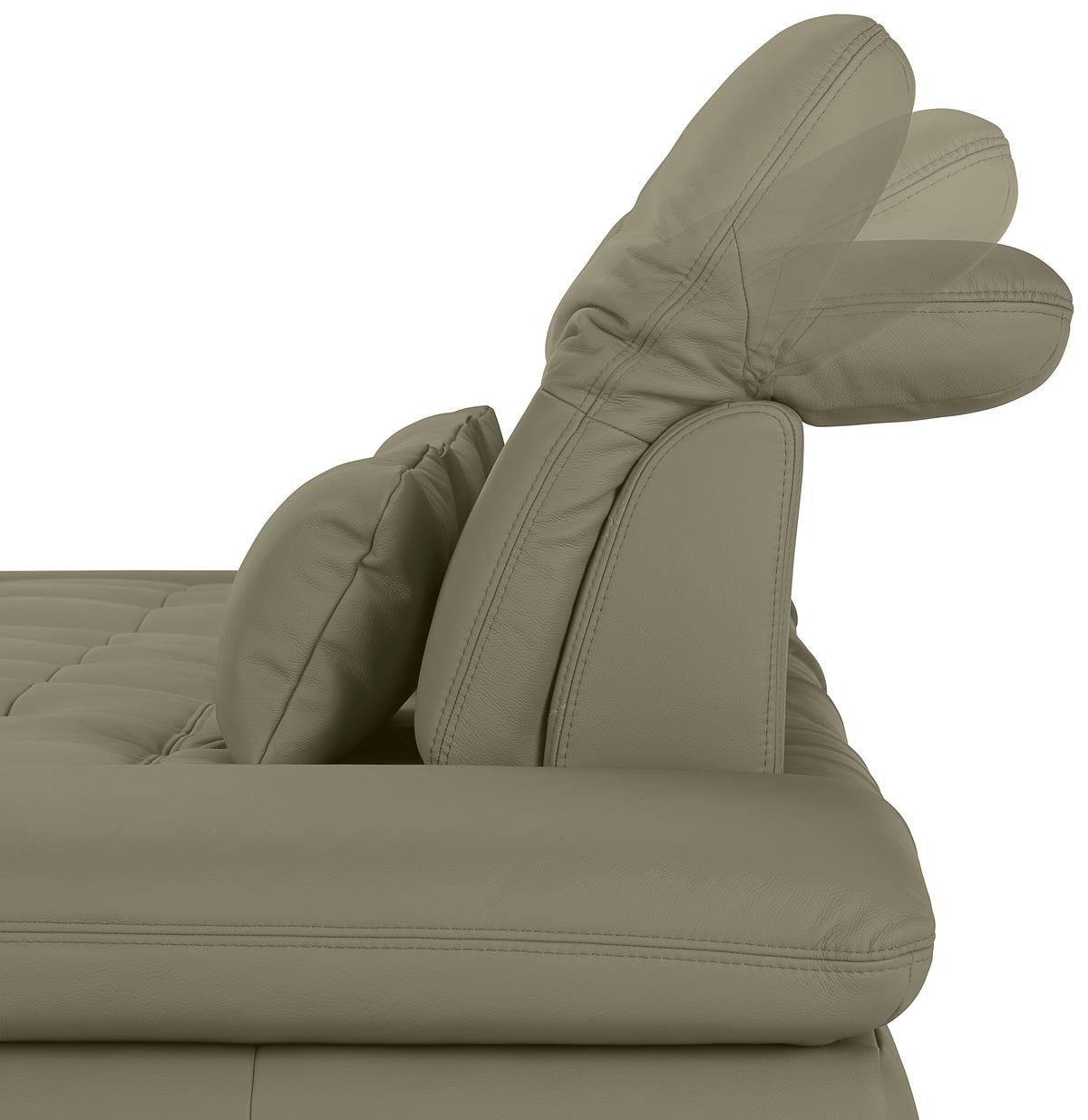 Wohnlandschaft Sanfino Leder Grau - Chromfarben/Grau, KONVENTIONELL, Leder/Metall (199/79-96/305cm) - Premium Living