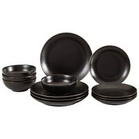 Tafelservice Black in Schwarz, 12-teilig - Schwarz, KONVENTIONELL, Keramik (31/31/38cm) - Creatable