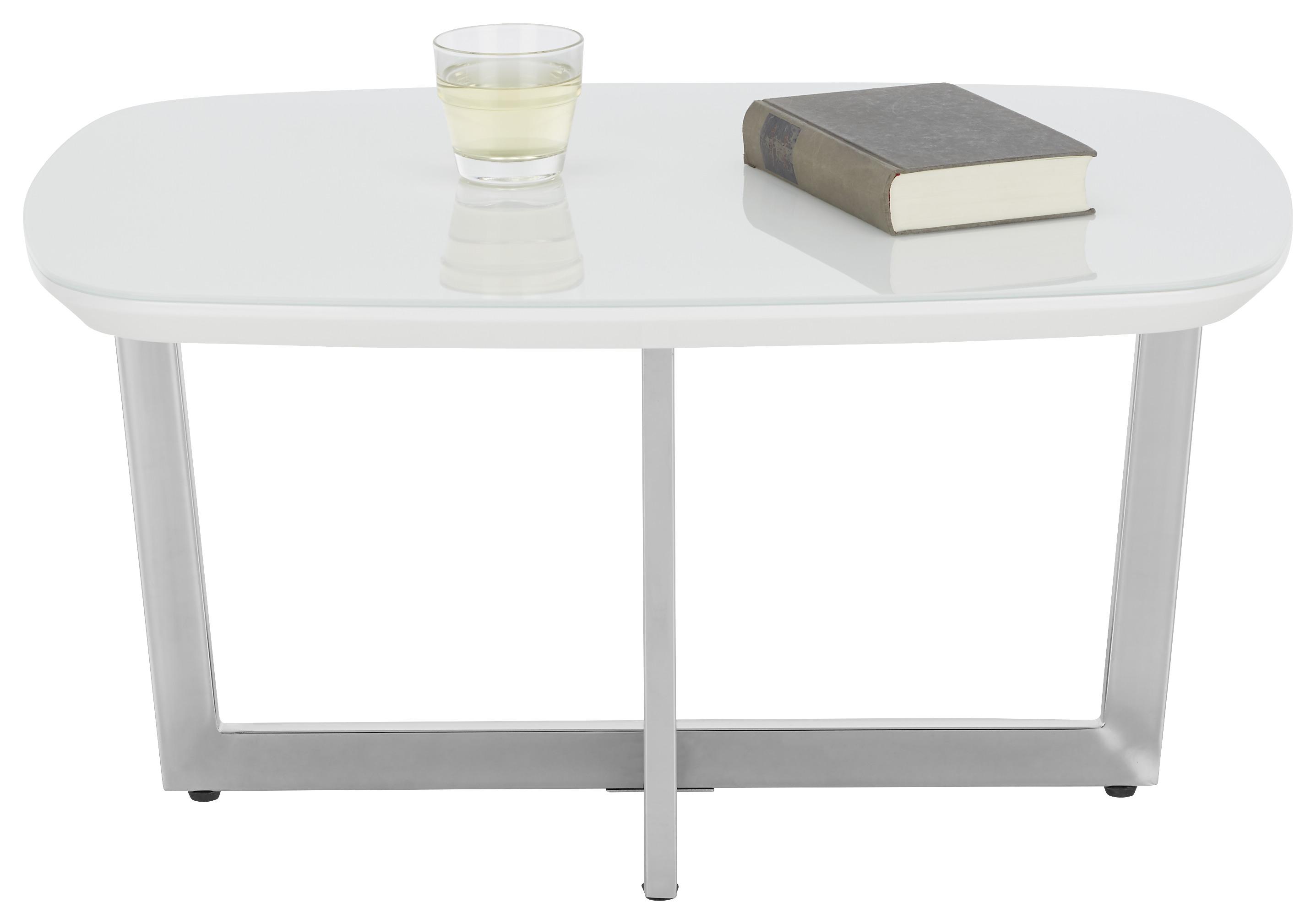 Couchtisch in Weiss mit Glasplatte - Chromfarben/weiss, Modern, Glas/Holzwerkstoff (80/40/60cm) - Modern Living