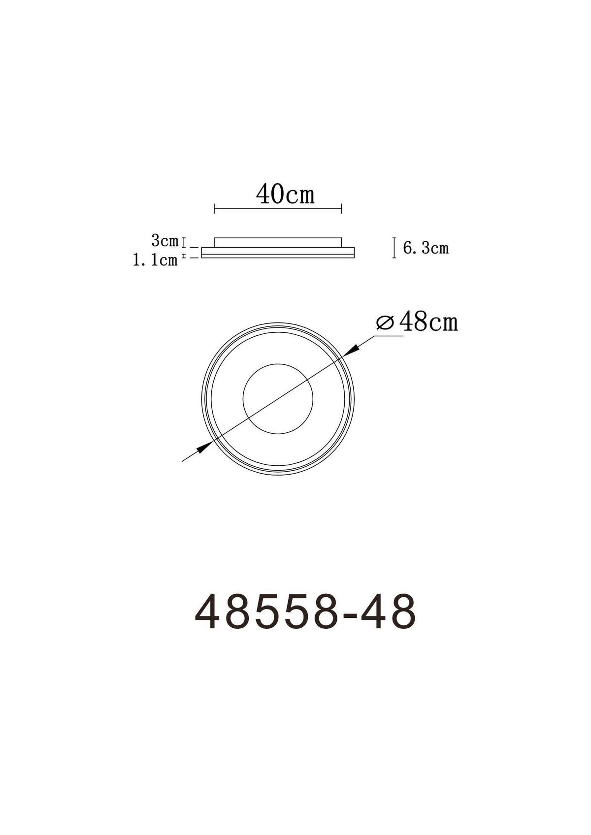 LED-DECKENLEUCHTE 48558-48 EILA - Weiss/Champagner, Design, Kunststoff/Metall (48/7,5cm) - Globo