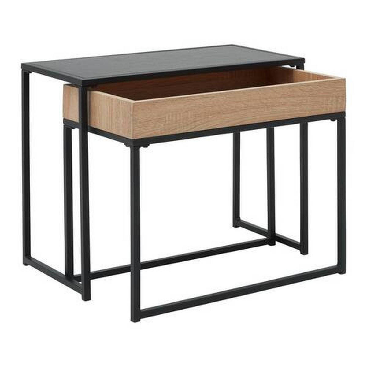 Couchtisch Ani Schwarz/ Eichefarben MDF mit Stauraum - Eichefarben/Schwarz, MODERN, Holzwerkstoff/Metall (60/30/48cm) - Bessagi Home