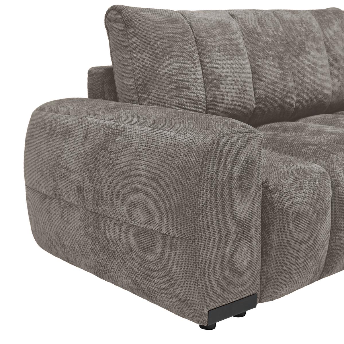 Wohnlandschaft Bolonia Graubraun - Schwarz Hochglanz/Graubraun, MODERN, Textil/Metall (273/93/166cm) - Mömax