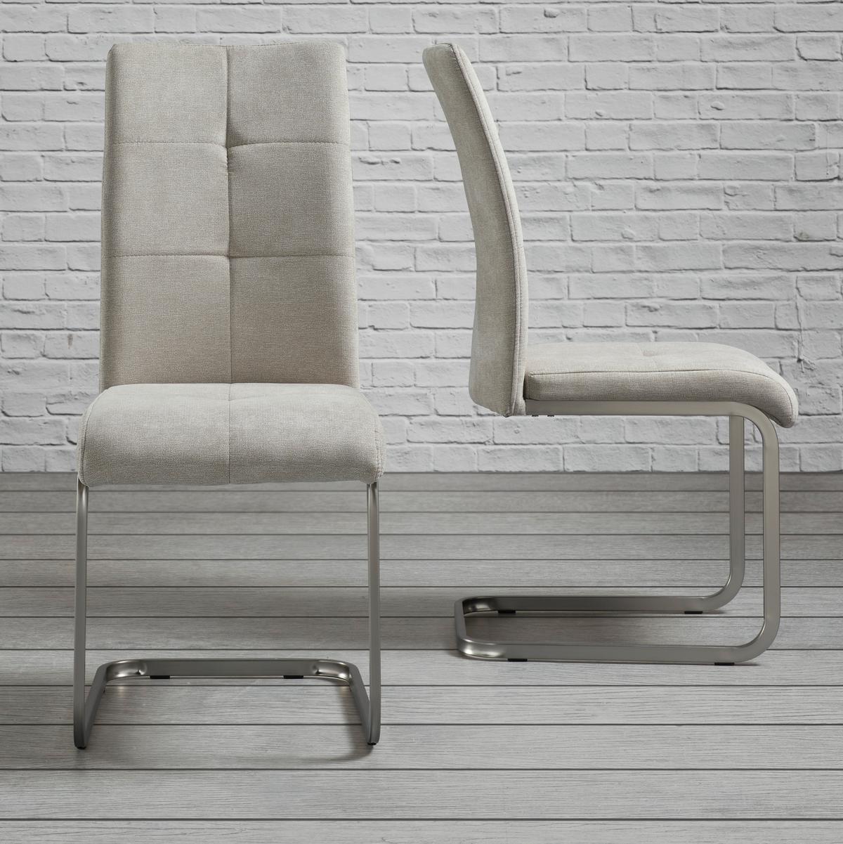 Schwingstuhl Lucie Sandfarben Webstoff Gepolstert - Sandfarben/Chromfarben, MODERN, Holz/Textil (42,5/98/45cm) - Bessagi Home