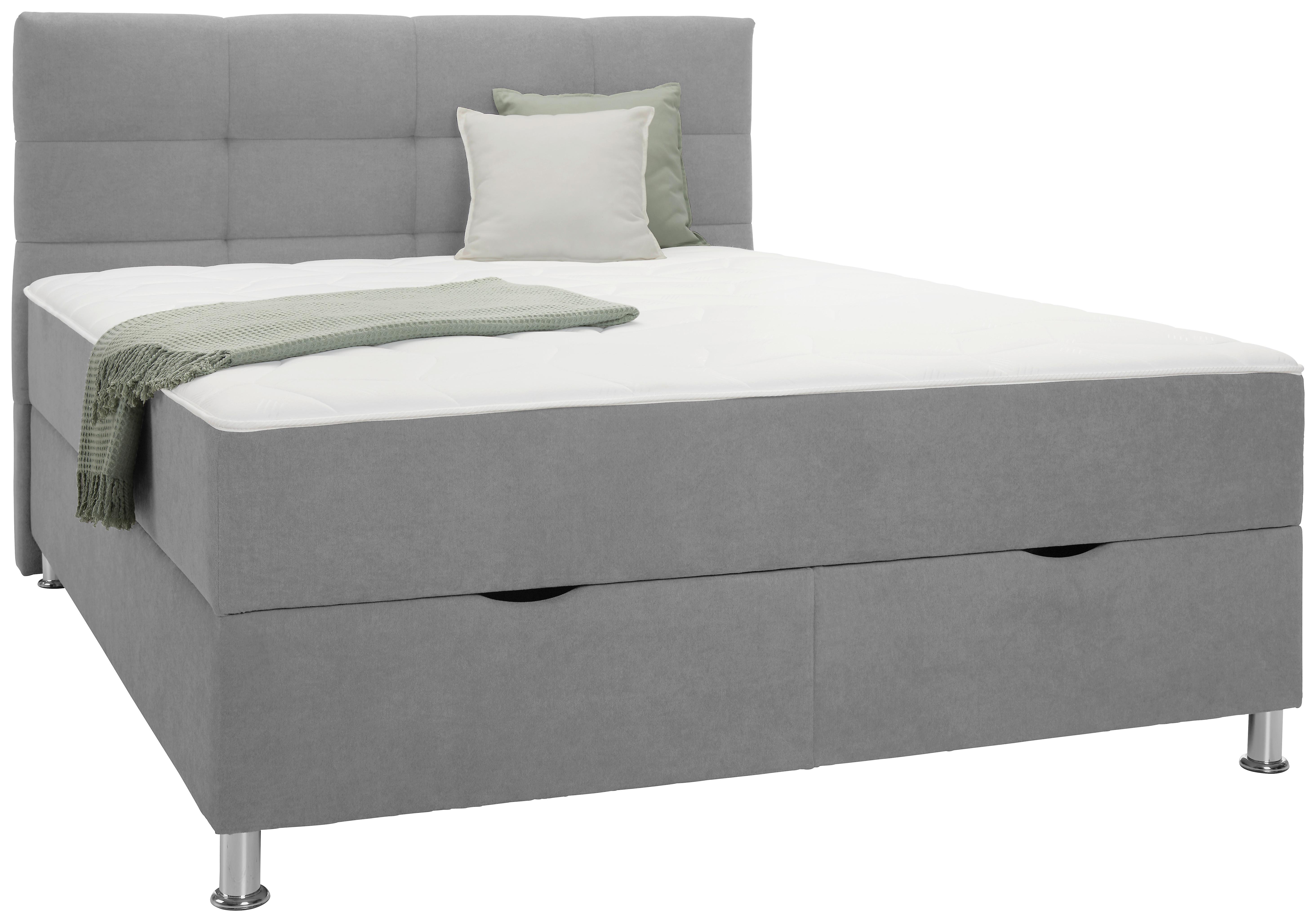 Boxbett Oviedo in Grau ca. 160x200cm - Grau, KONVENTIONELL, Textil/Metall (160/200cm) - Mömax
