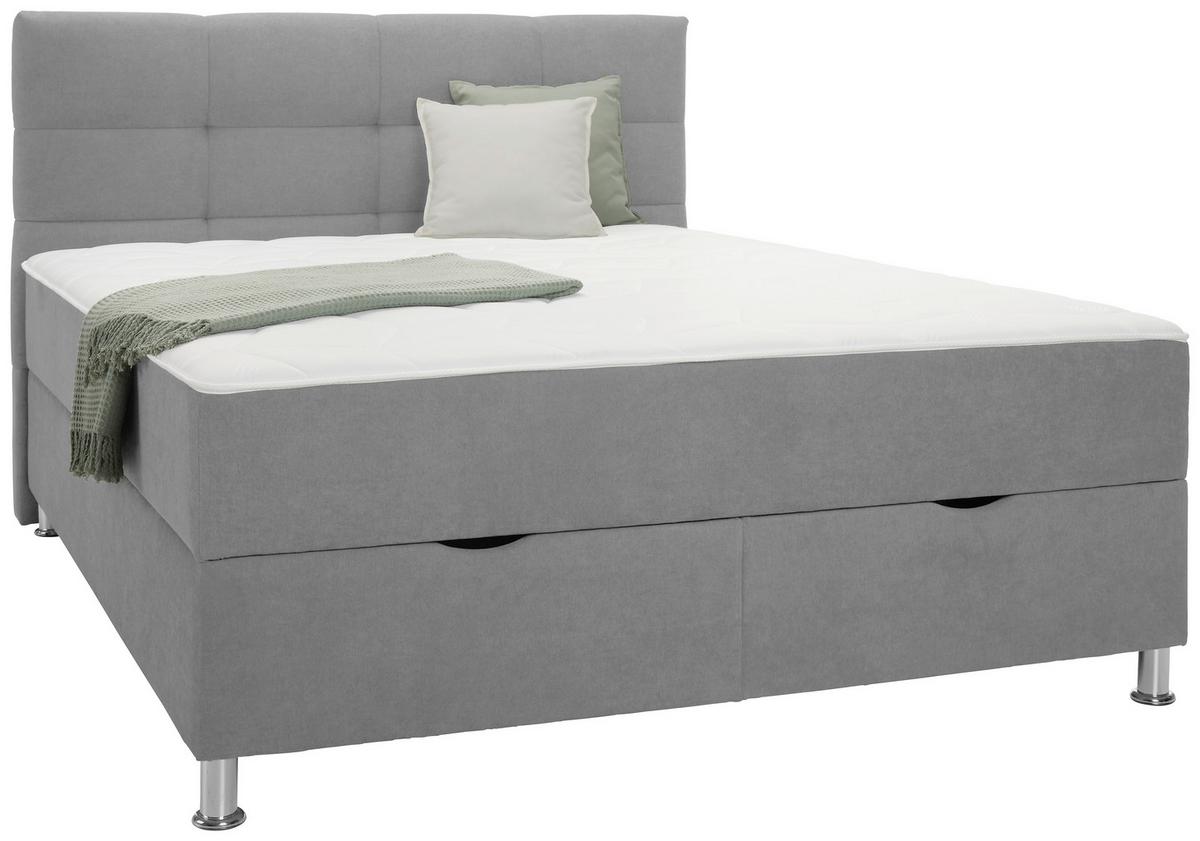 Box Krevet Oviedo - siva, Konvencionalno, tekstil/metal (180/200cm) - Based