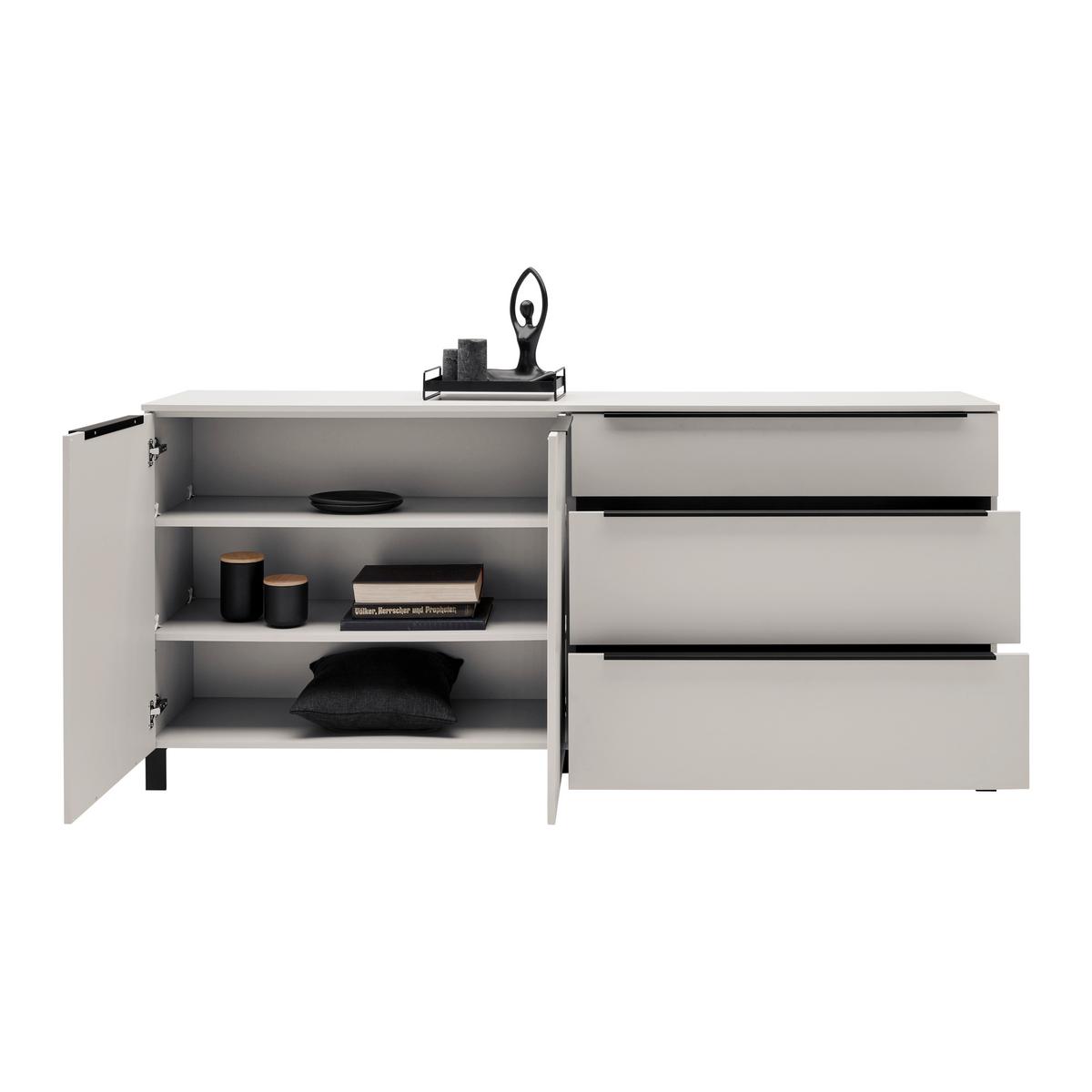 Sideboard GW-Fresno in Kaschmir - Kaschmir/Schwarz, Modern, Holzwerkstoff/Metall (192/89/40cm) - Premium Living