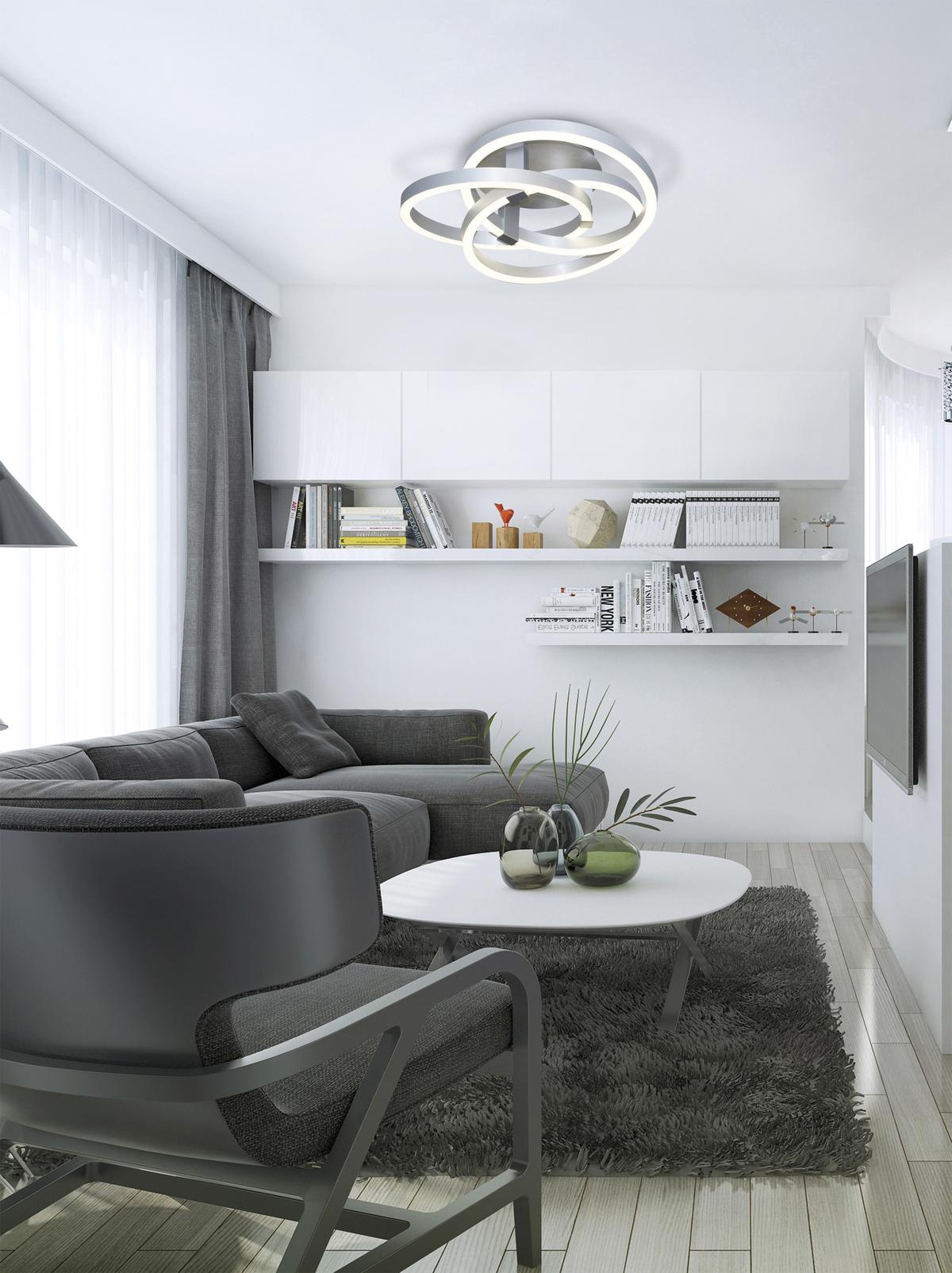 LAMPA SUFITOWA LED 1356260 - kolor aluminiowy, Design, tworzywo sztuczne/metal (55/18cm) - Näve