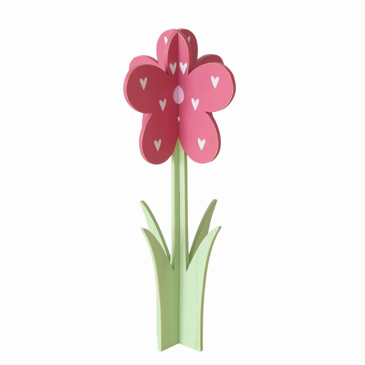 Dekopflanze Lucy I diverse Farben - Hellrosa/Dunkelrosa, Basics, Holz (15/32/15cm)