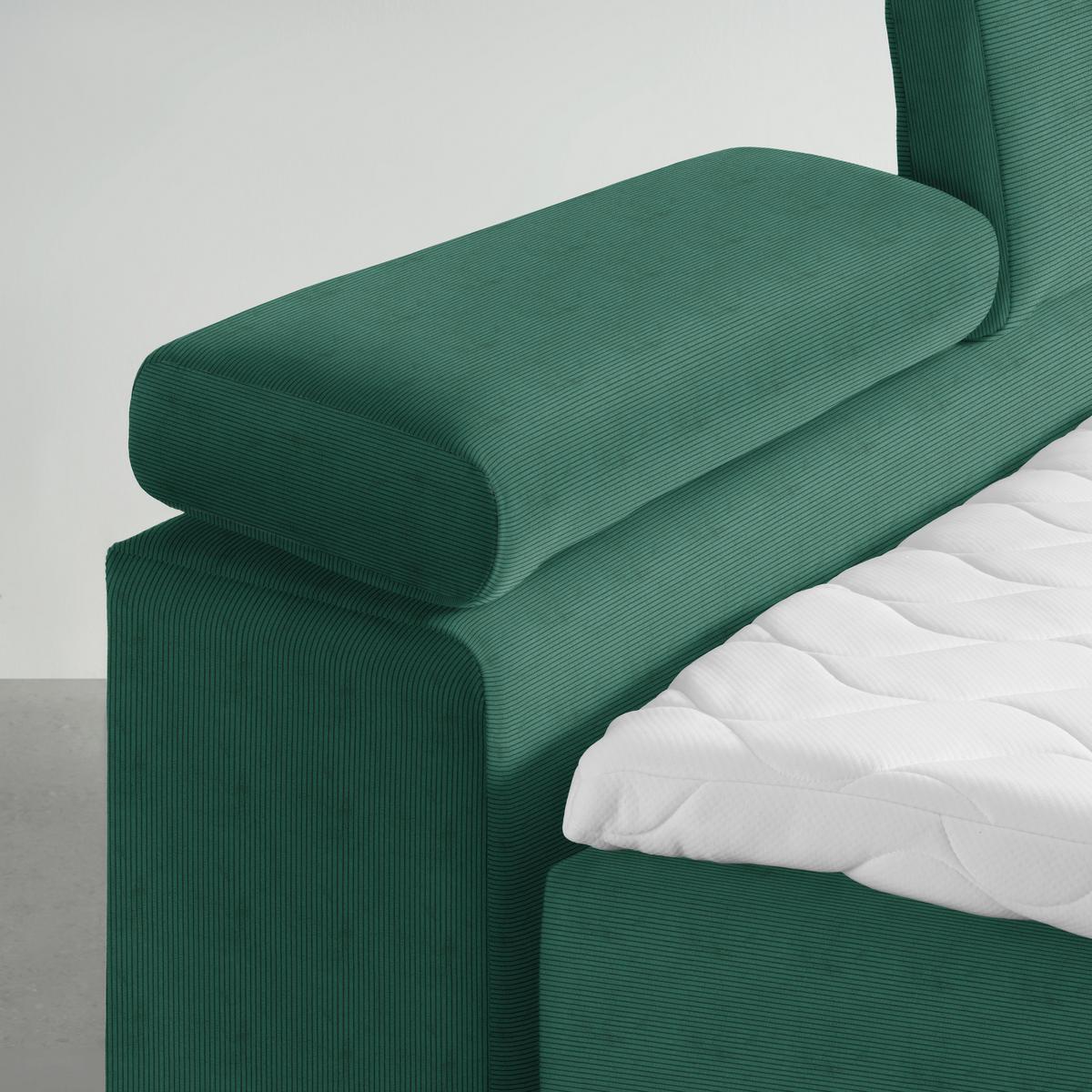 Boxspringbett Sevilla Dunkelgrün ca. 180x200cm - Dunkelgrün/Schwarz, KONVENTIONELL, Holz/Kunststoff (180/200cm) - Premium Living