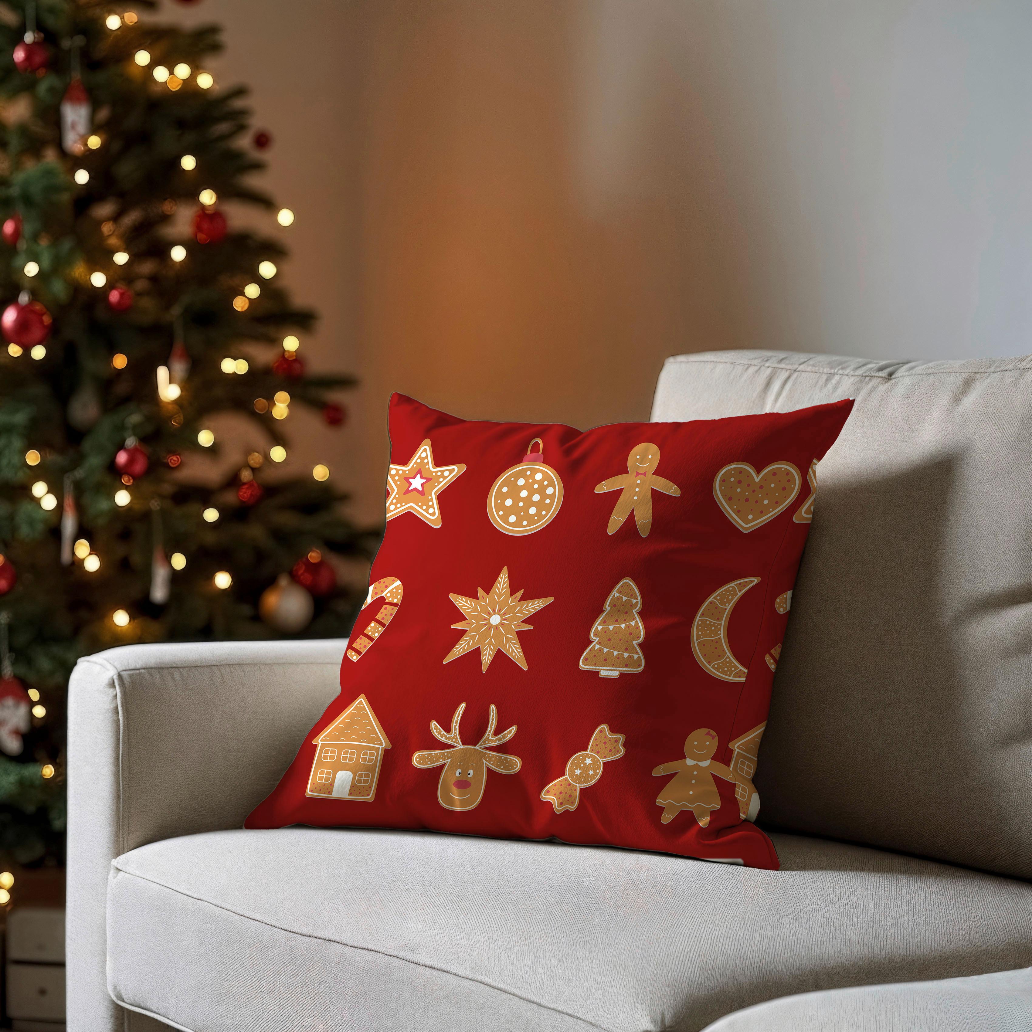 Díszpárnahuzat Gingerbread 45/45 - piros/konyak, textil (45/45cm)