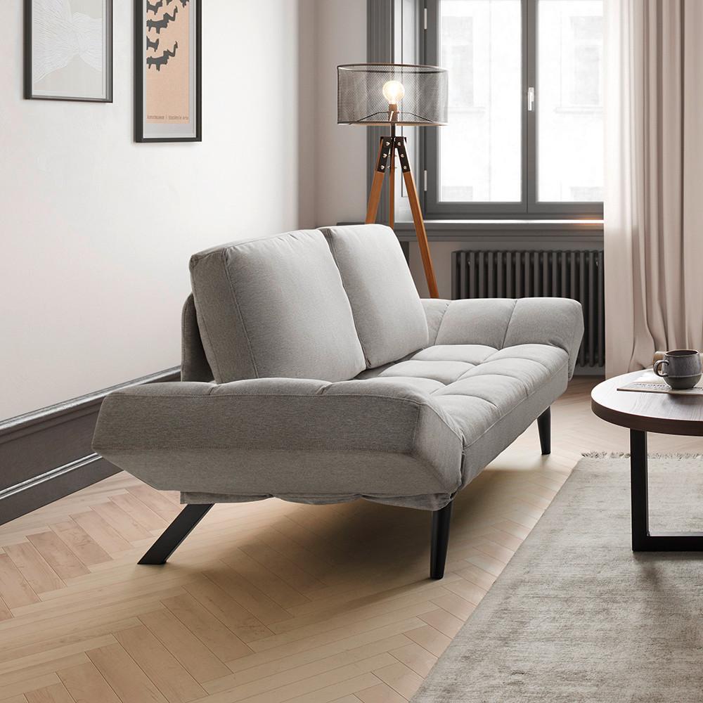SOFA Z FUNKCJĄ SPANIA AURELIA - jasnoszary/czarny, Modern, metal/drewno (191/73/78cm) - Bessagi Home