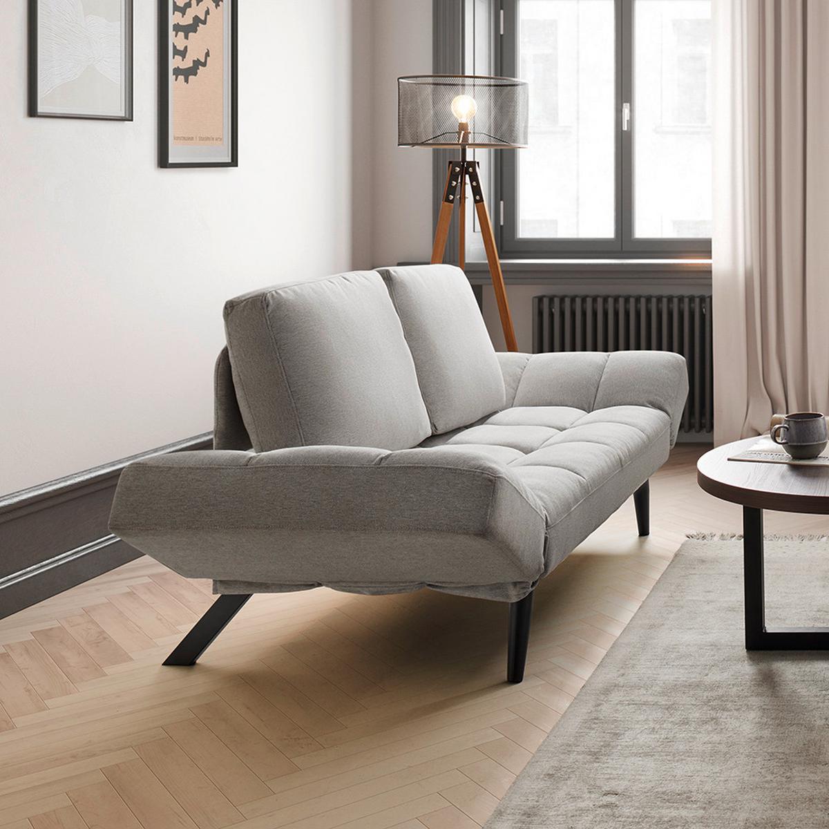 SOFA Z FUNKCJĄ SPANIA AURELIA - jasnoszary/czarny, Modern, metal/drewno (191/73/78cm) - Bessagi Home