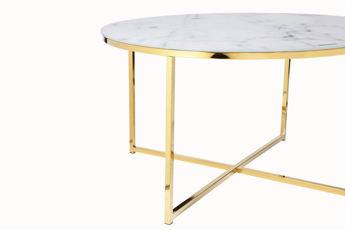Klubska Miza Marble, Bela, Zlata - zlate barve/bela, Design, kovina/steklo (80/45cm) - Livetastic