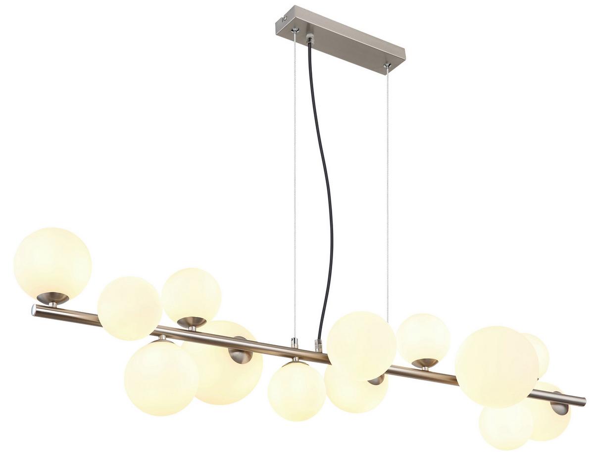 Viseča Led-svetilka Riha, S Sijalko - barve niklja/opal, Design, kovina/umetna masa (120/34,5cm) - Globo