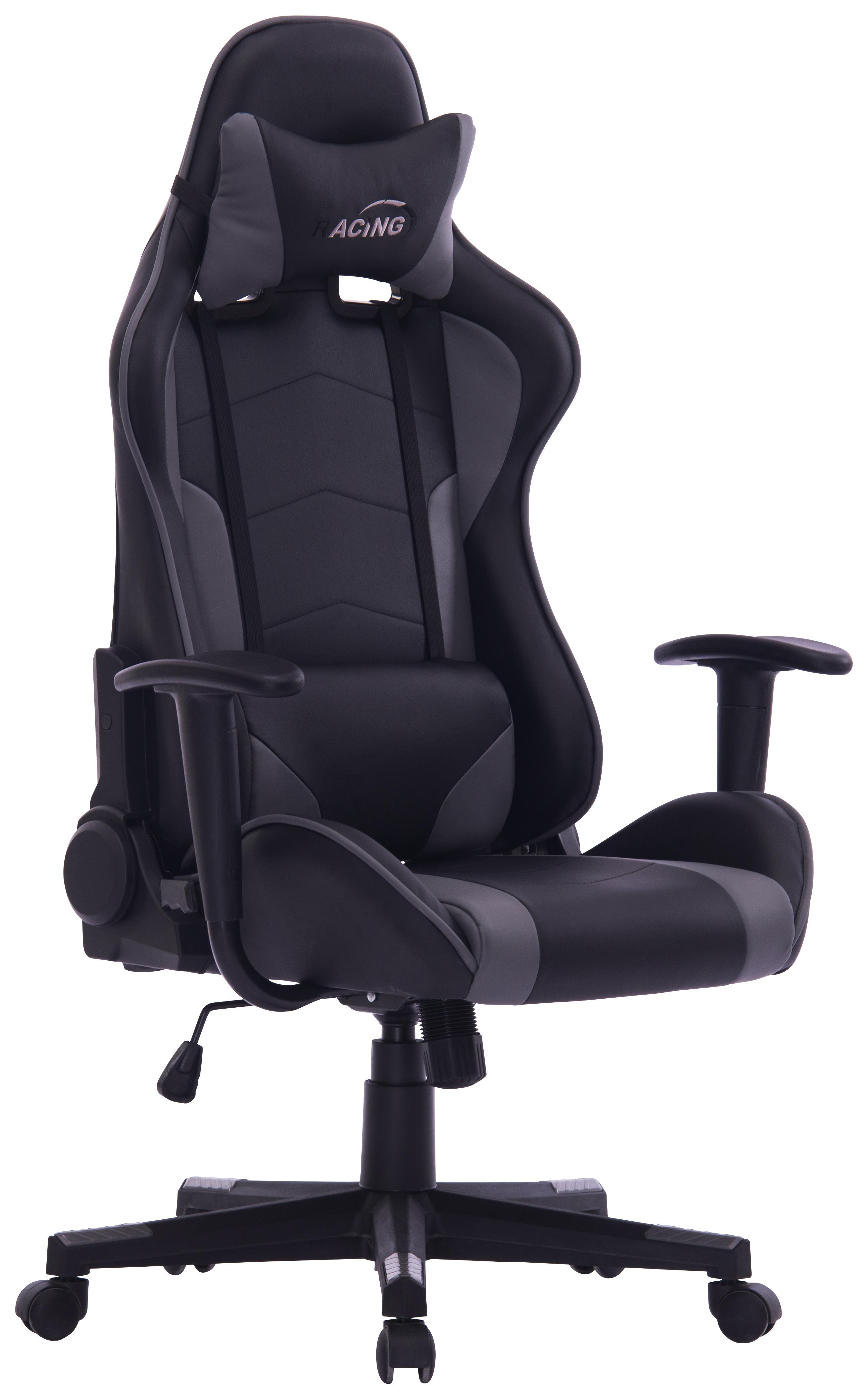 Gamingstuhl im Lederlook - Schwarz/Grau, MODERN, Kunststoff/Textil (70,5/126-136/59cm) - Mömax modern living