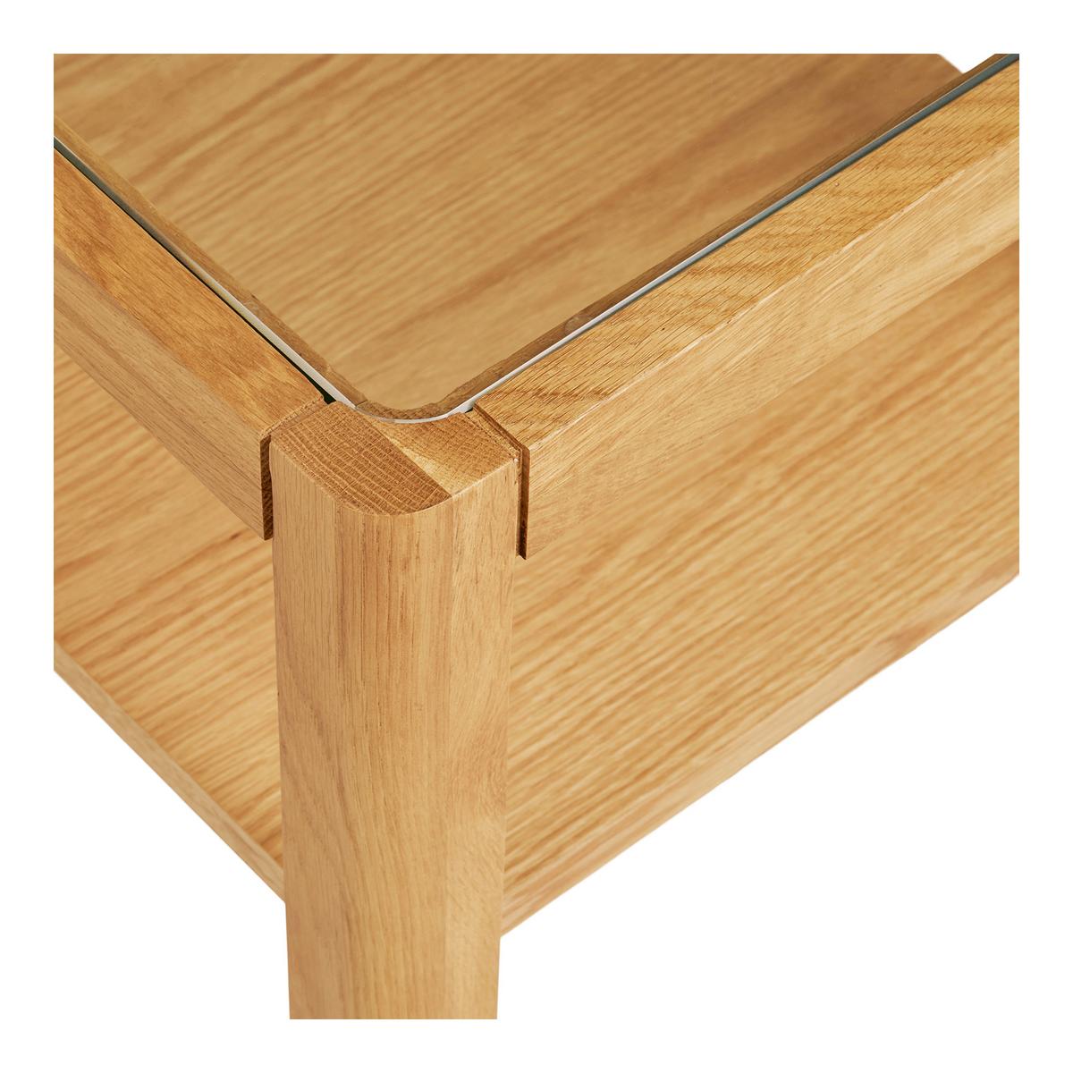 Beistelltisch Lourmarin Echtholz ca. 40x40x45 cm - Eichefarben, Design, Glas/Holz (40/40/45cm) - MID.YOU