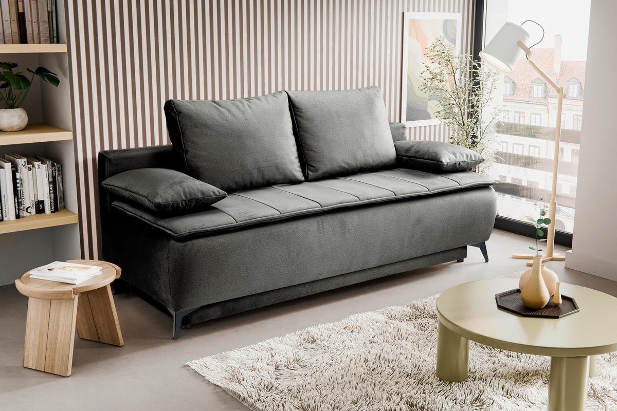 Schlafsofa Sendi Graubeige - Greige/Schwarz, Basics, Holz/Textil (210/103/90cm) - MID.YOU