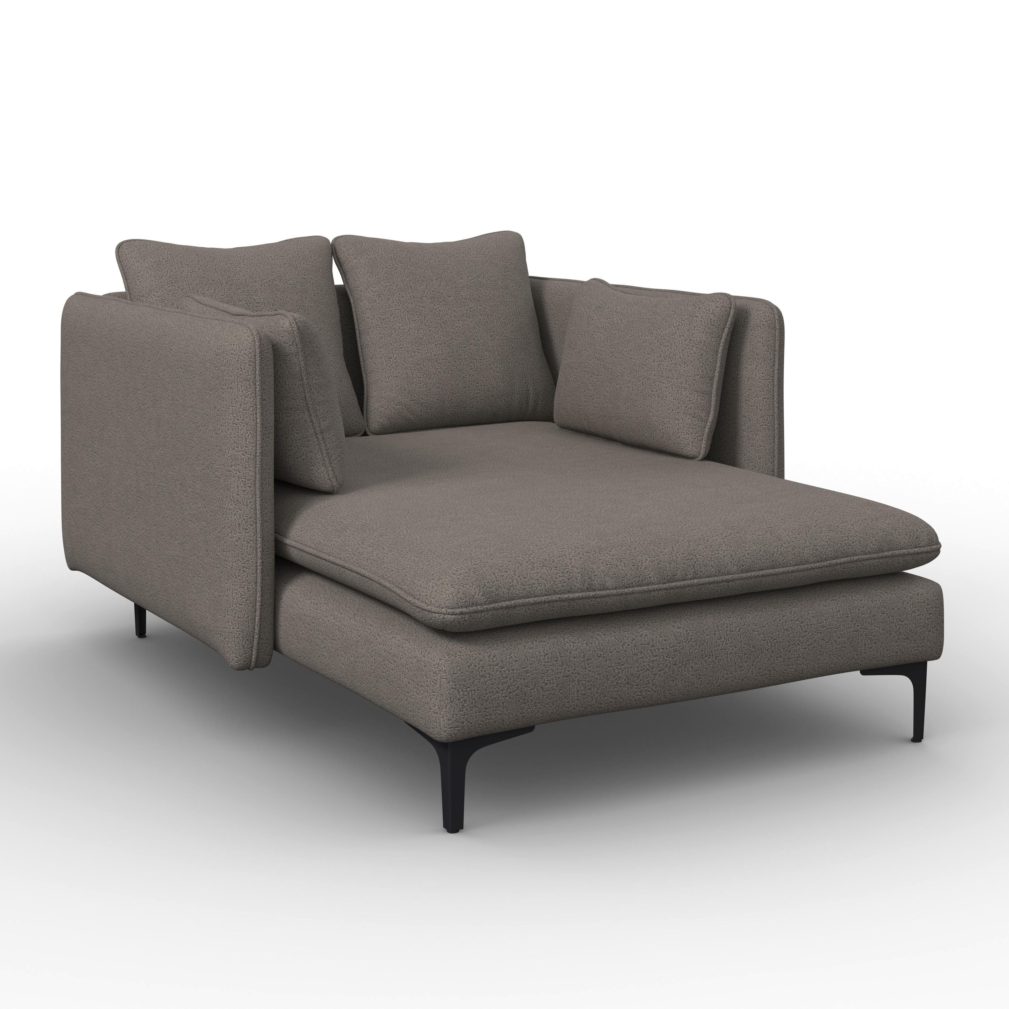 Relaxliege Sandy Chenille Grau - Schwarz/Grau, MODERN, Holz/Textil (120/74/160cm) - Bessagi Home