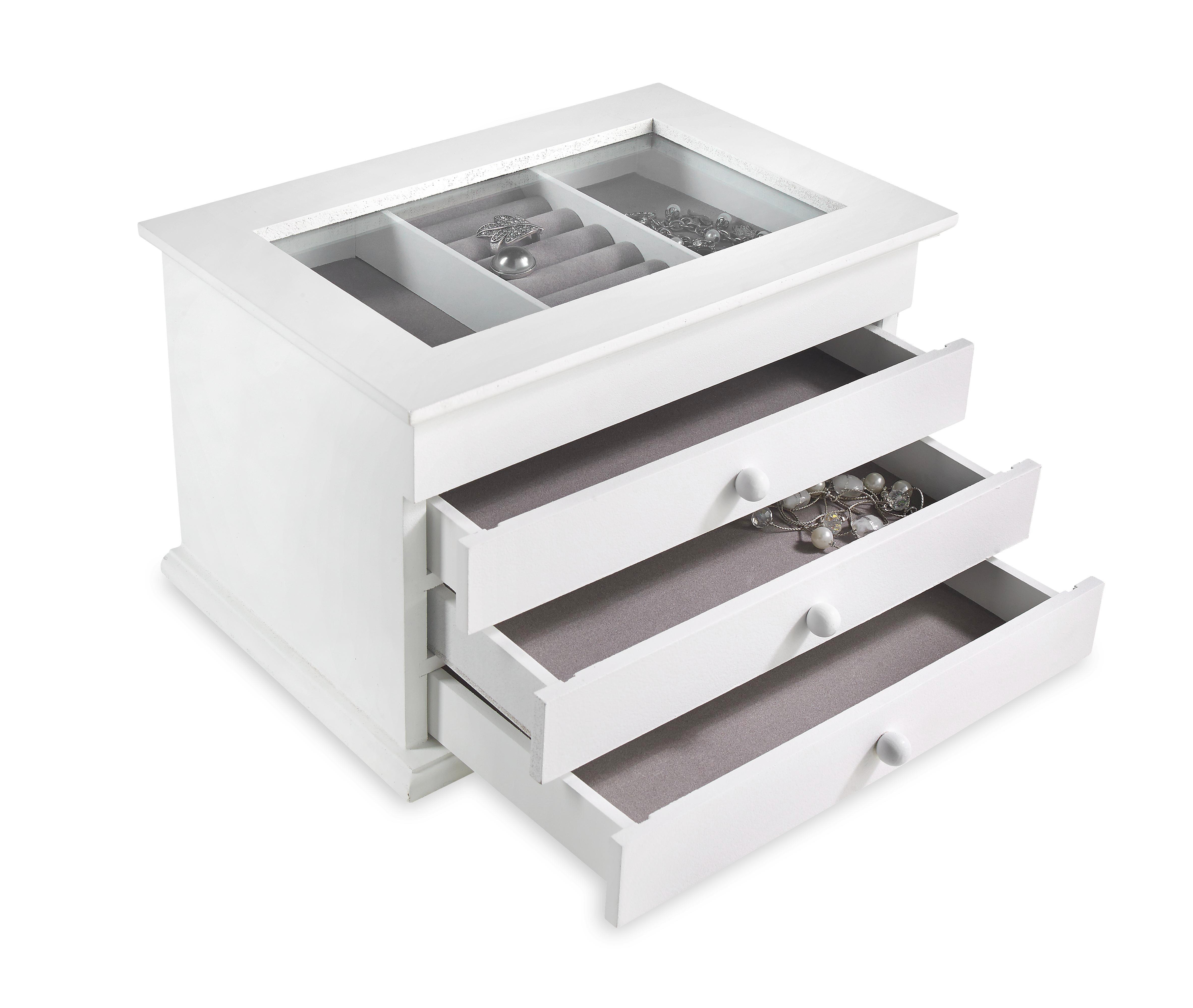 Schmuckbox Julie Weiß - Weiß, Glas/Holzwerkstoff (25/17/15cm) - Mömax modern living