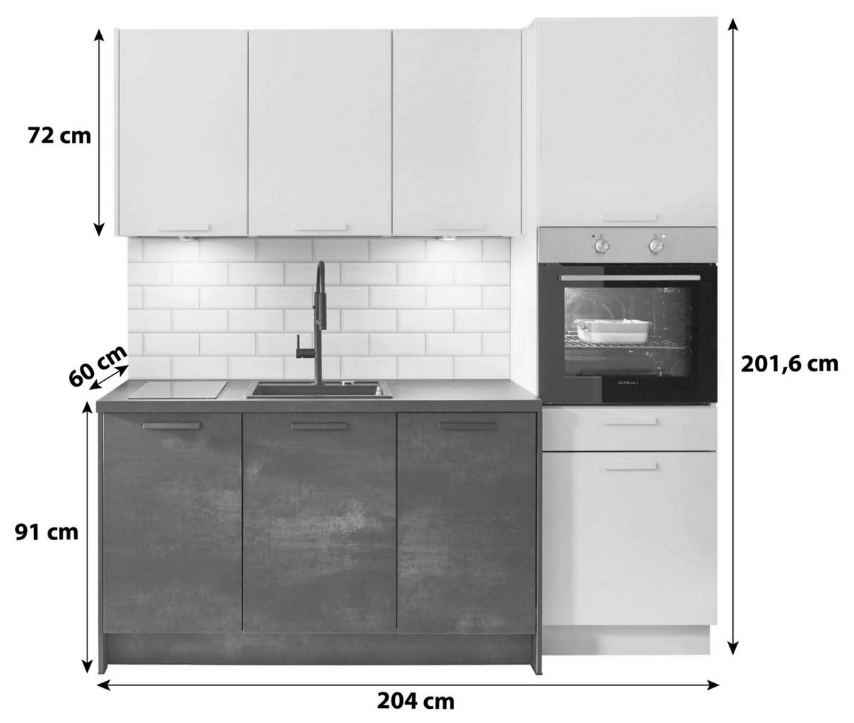 Kuhinjski Blok Touch/laser - črna/bela, Trendi, kovina/leseni material (204cm) - Nobilia
