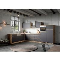 Eckküche Turin mit Geräten ca. 240x360 cm Grau/Eiche - Eiche Wotan/Grau, Design, Holzwerkstoff (240/360cm) - Held