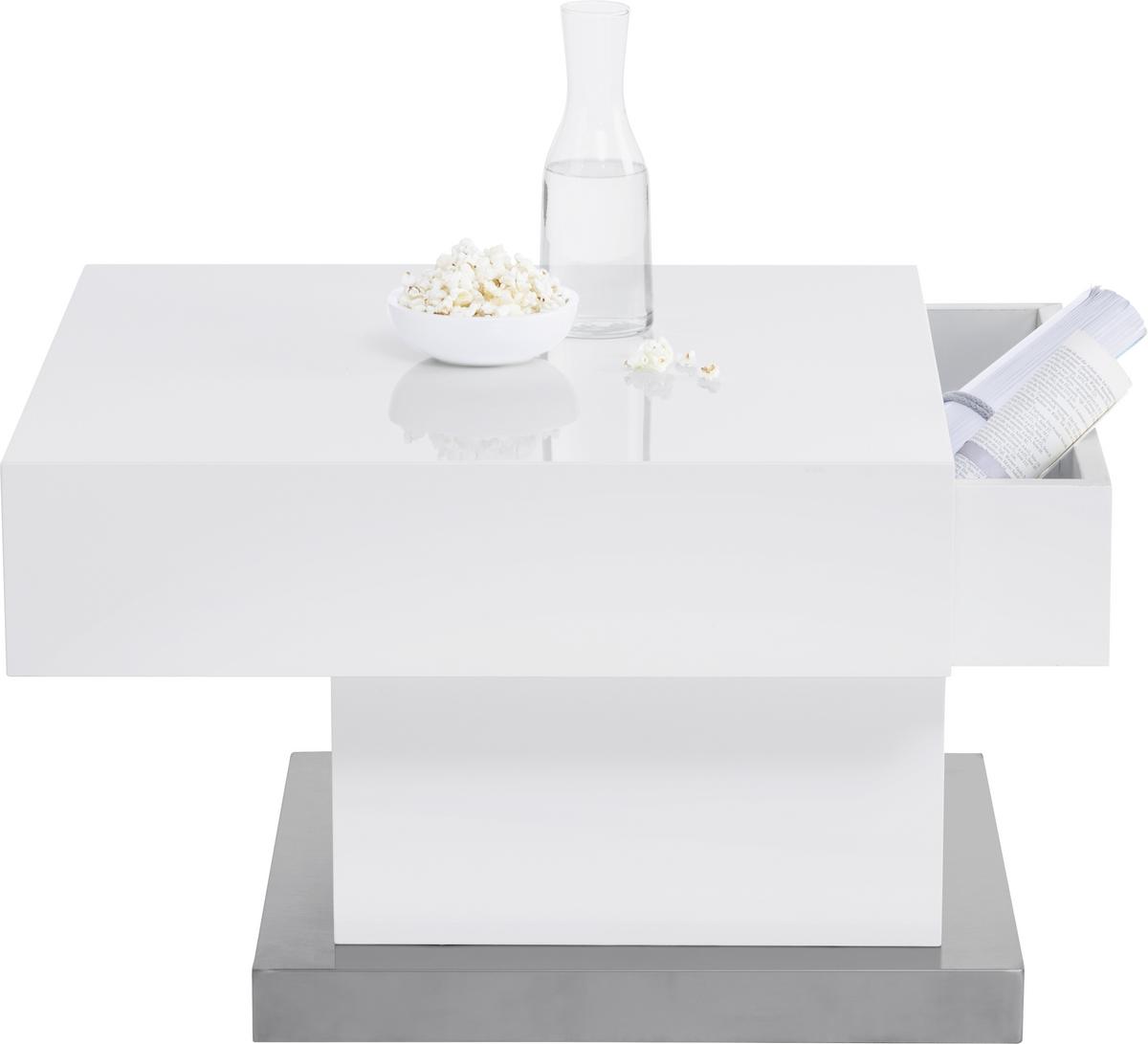 Couchtisch Lina Weiss Hochglanz - Weiss Hochglanz, Modern, Holzwerkstoff/Metall (60/60/40cm) - Mömax