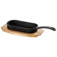 Pfanne Gourmet mit Servierbrett - Schwarz/Naturfarben, KONVENTIONELL, Holz/Metall (31,6/14,5/5cm) - Mömax