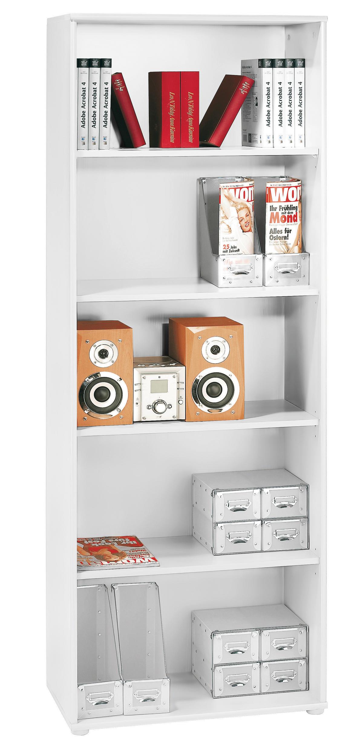 Polc Fehér 4 Polclappal Josef - fehér, Modern, faalapú anyag (60/185,6/30cm)