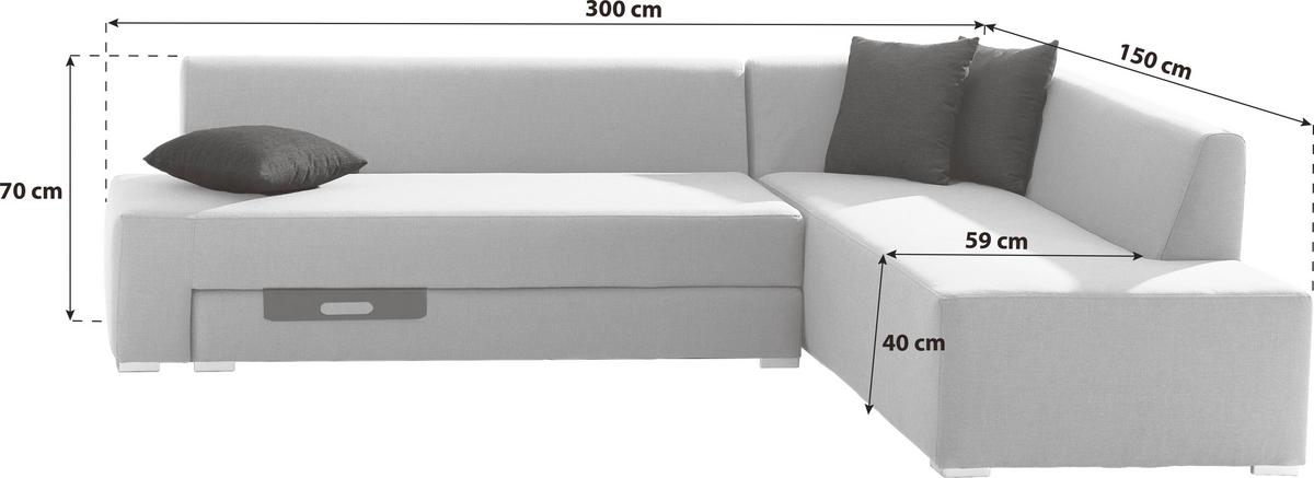 Loungegarnitur Wellington ca. 300x150 cm Grau - Grau, Basics, Textil (300/150/70cm) - Gardenson