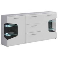 Široka Komoda Corel, Bela - barve hrasta/bela, Design, kovina/steklo (180/89/41cm) - Hom`in