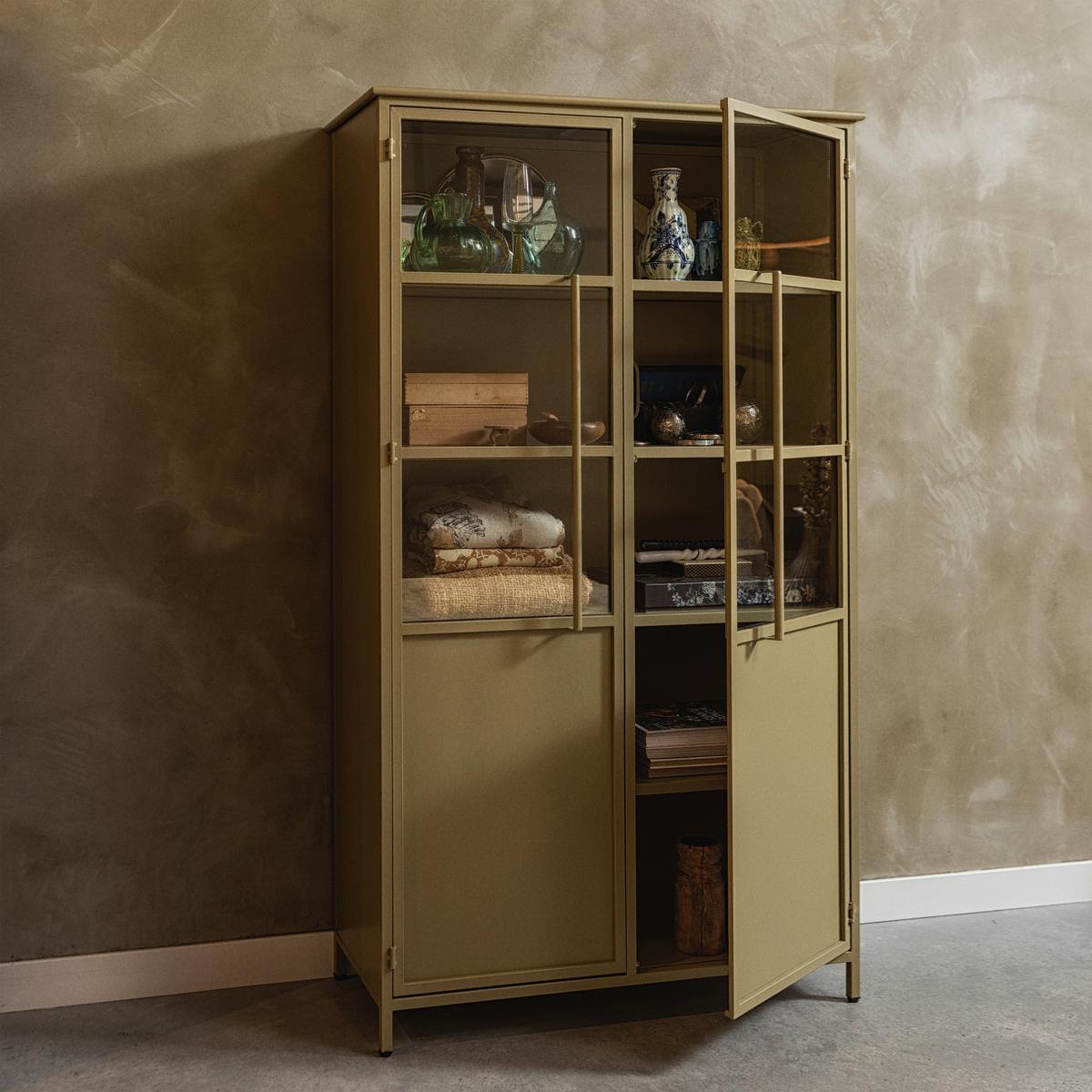 Vitrine Exhibit Khaki - Khaki, Design, Glas/Metall (99/170/44cm) - Livetastic