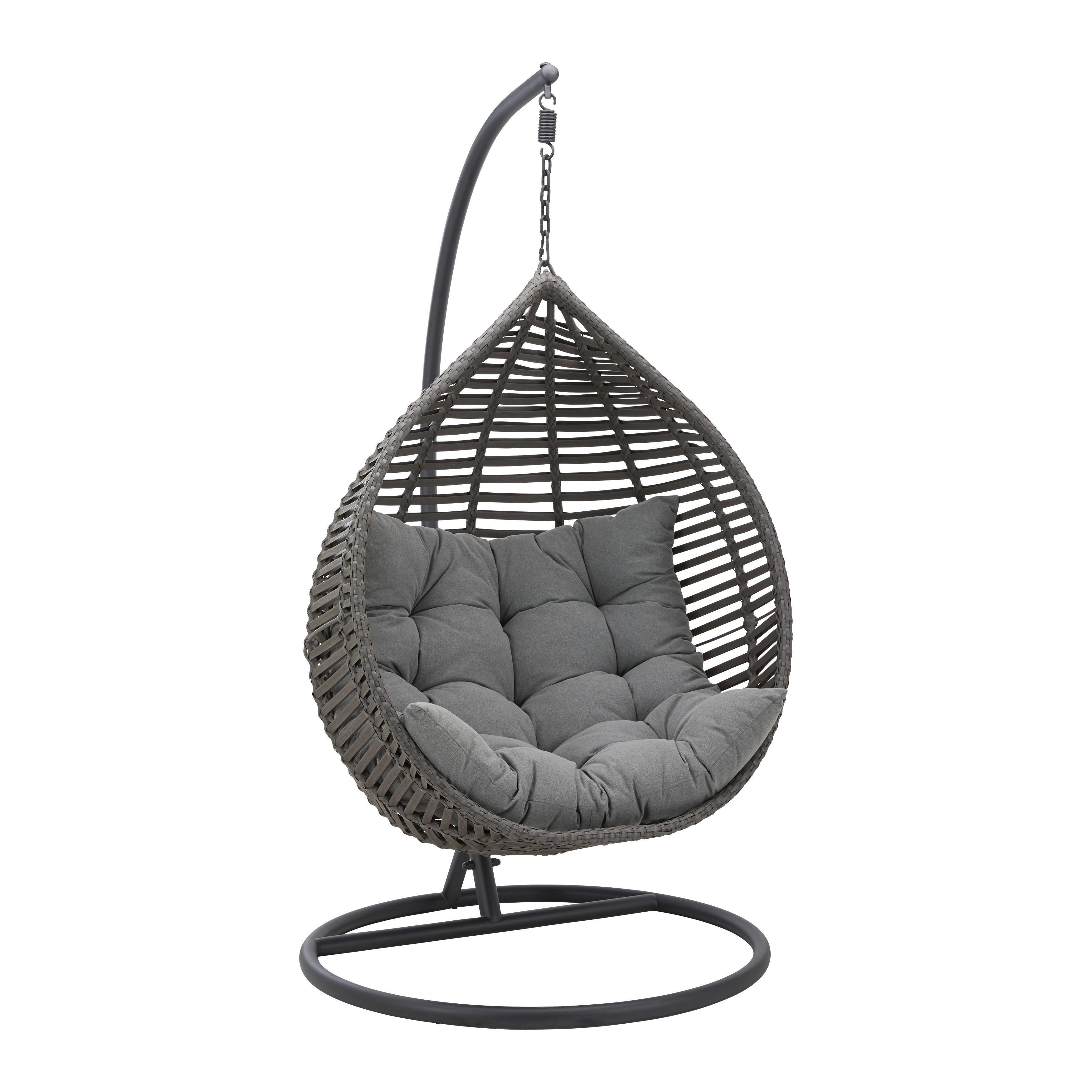 Viseči Stol Nancy, Temno Siva, Jeklo - temno siva/črna, Moderno, kovina/umetna masa (105/196/120cm) - Bessagi Garden