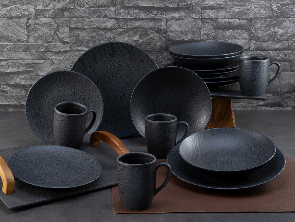 Kombiservice Schwarz, 16-teilig - Schwarz, Trend, Keramik - Creatable