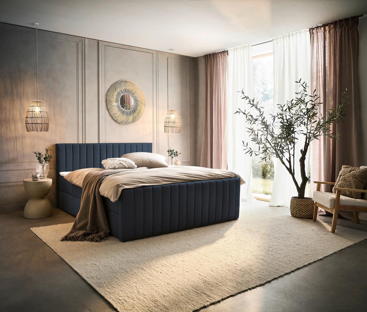 Box Krevet Sontje - crna/antracit, Konvencionalno, tekstil/plastika (160/200cm) - Modern Living