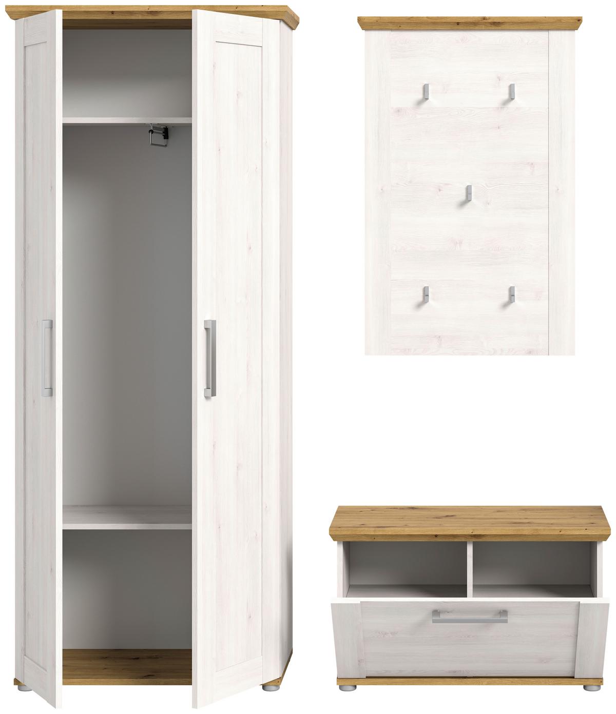 Garderobe Verona 3-tlg. ca. 171x194 cm Lärche/Eiche - KONVENTIONELL, Holzwerkstoff (171/194/37cm) - MID.YOU