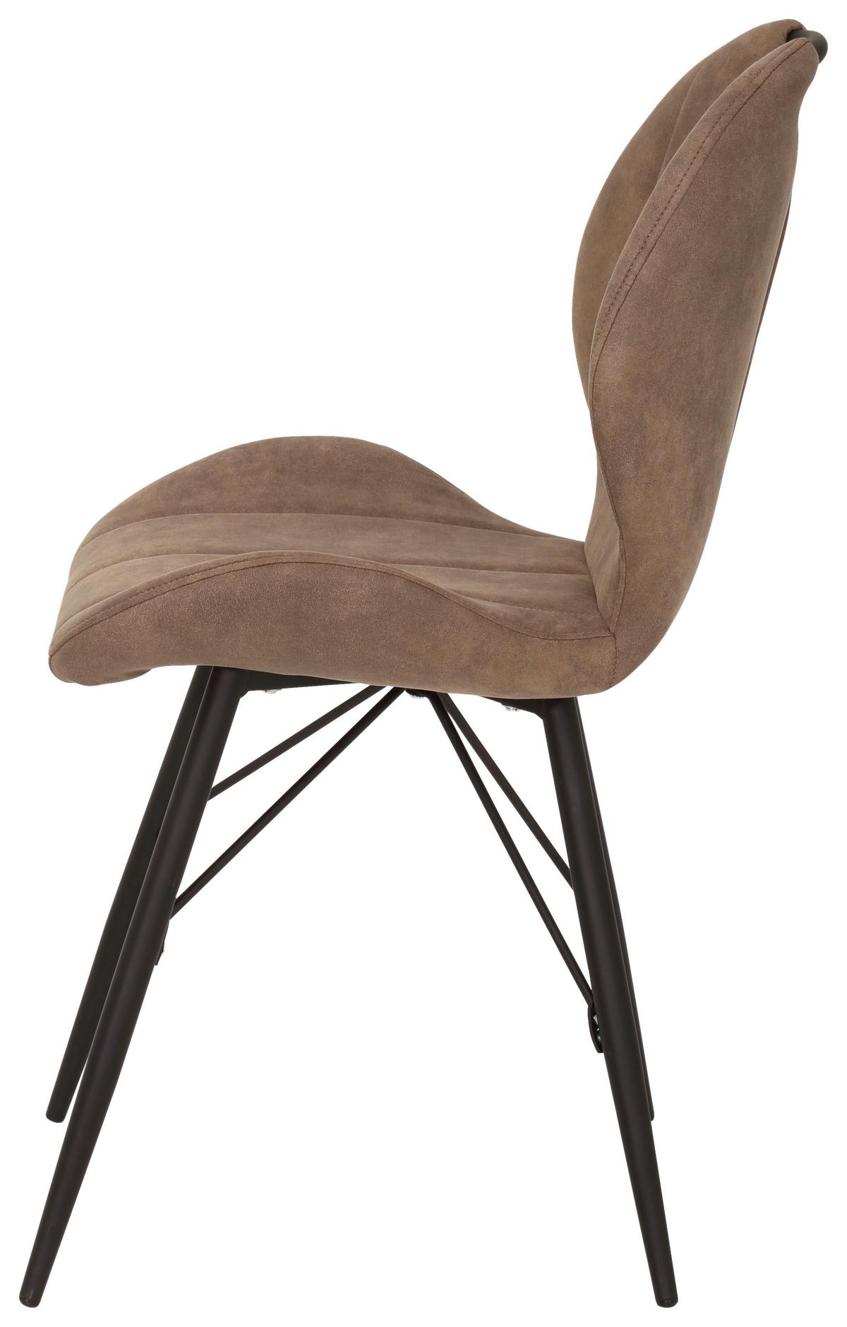 Stuhl-Set Kate S 4er-Set ca. 50x86 cm Schlammfarben - Schlammfarben/Schwarz, MODERN, Textil/Metall (50/86/56cm) - MID.YOU