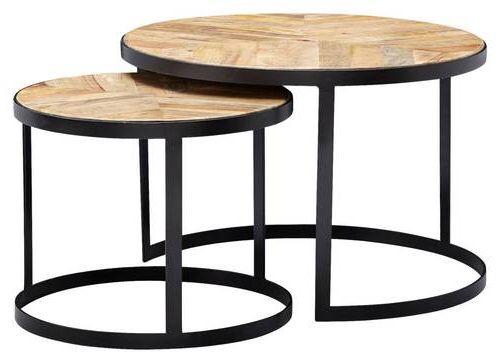 Couchtischset ''Wohnling'', Braun, 2-teilig - Schwarz/Braun, MODERN, Holz/Metall (60/60/41cm) - MID.YOU