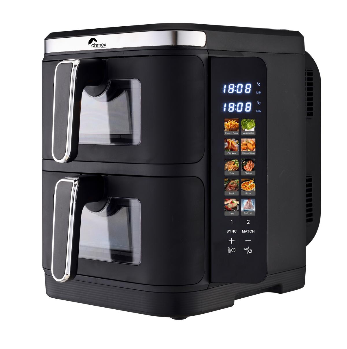 HEISSLUFTFRITTEUSE OHM-FRY-5502AIR - Schwarz, Kunststoff (44.5/27.9/35.2cm)