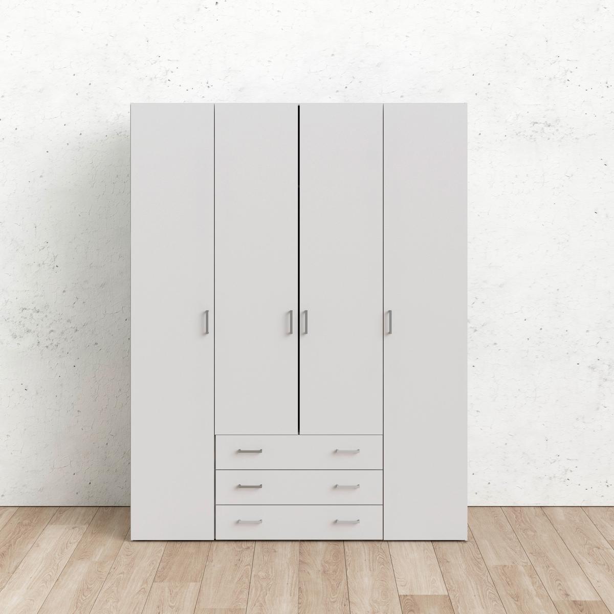 Omara Za Oblačila Space, Bela - srebrne barve/bela, Basics, kovina/leseni material (154/200,4/49,5cm) - P & B