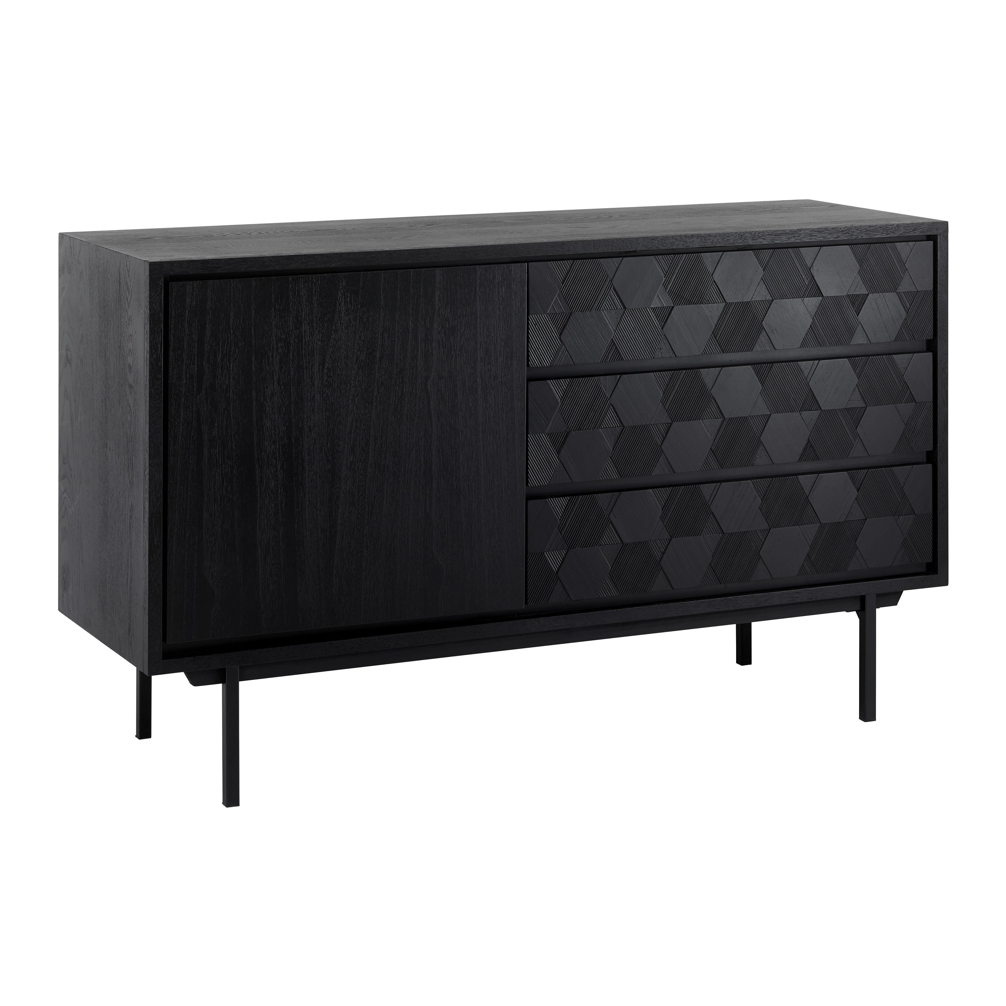 Sideboard "Roma" schwarz - Schwarz, Modern, Holz/Metall (131,5/77/42cm) - Bessagi Home