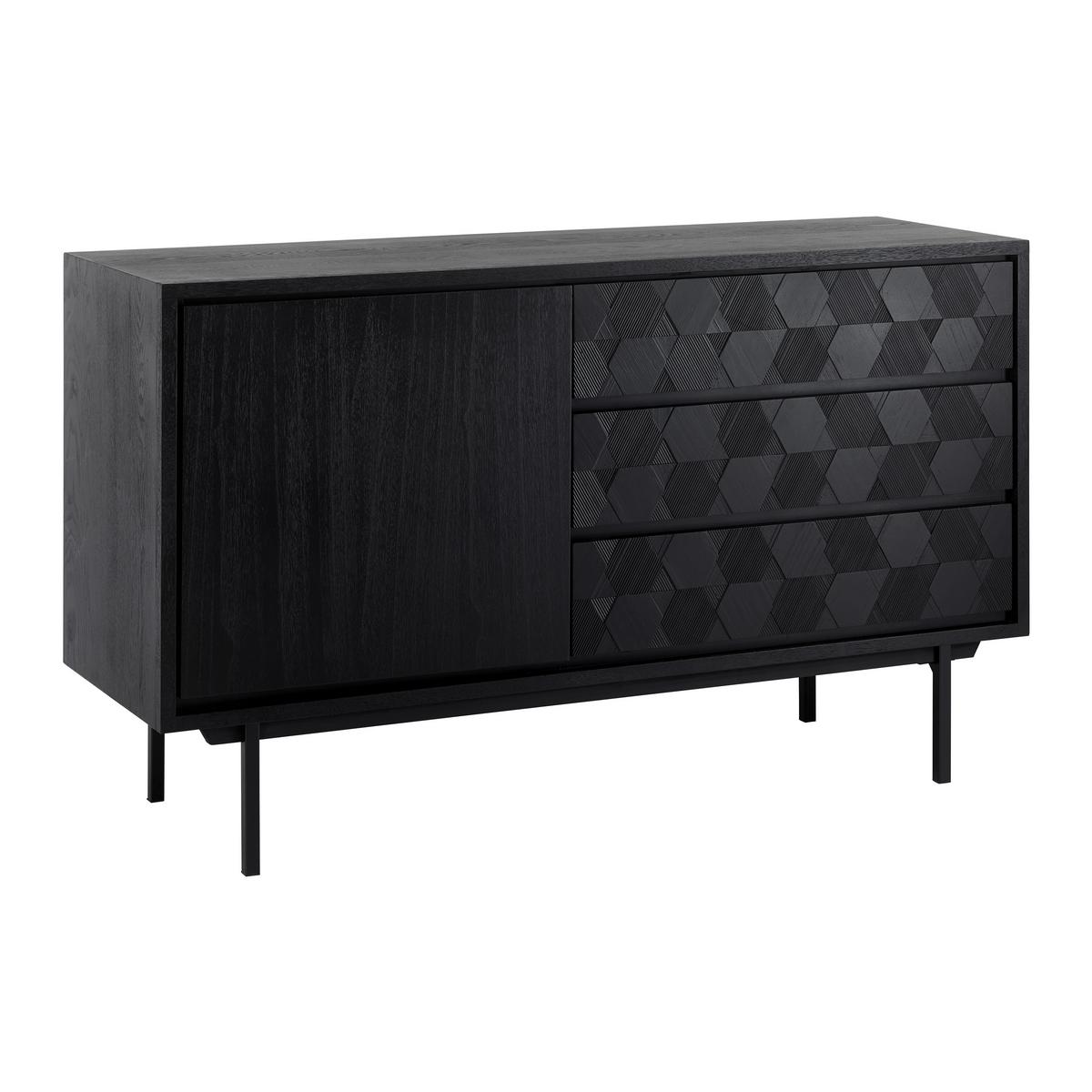 Sideboard Roma ca. 131x77 cm MDF Schwarz - Schwarz, MODERN, Holz/Metall (131,5/77/42cm) - Bessagi Home