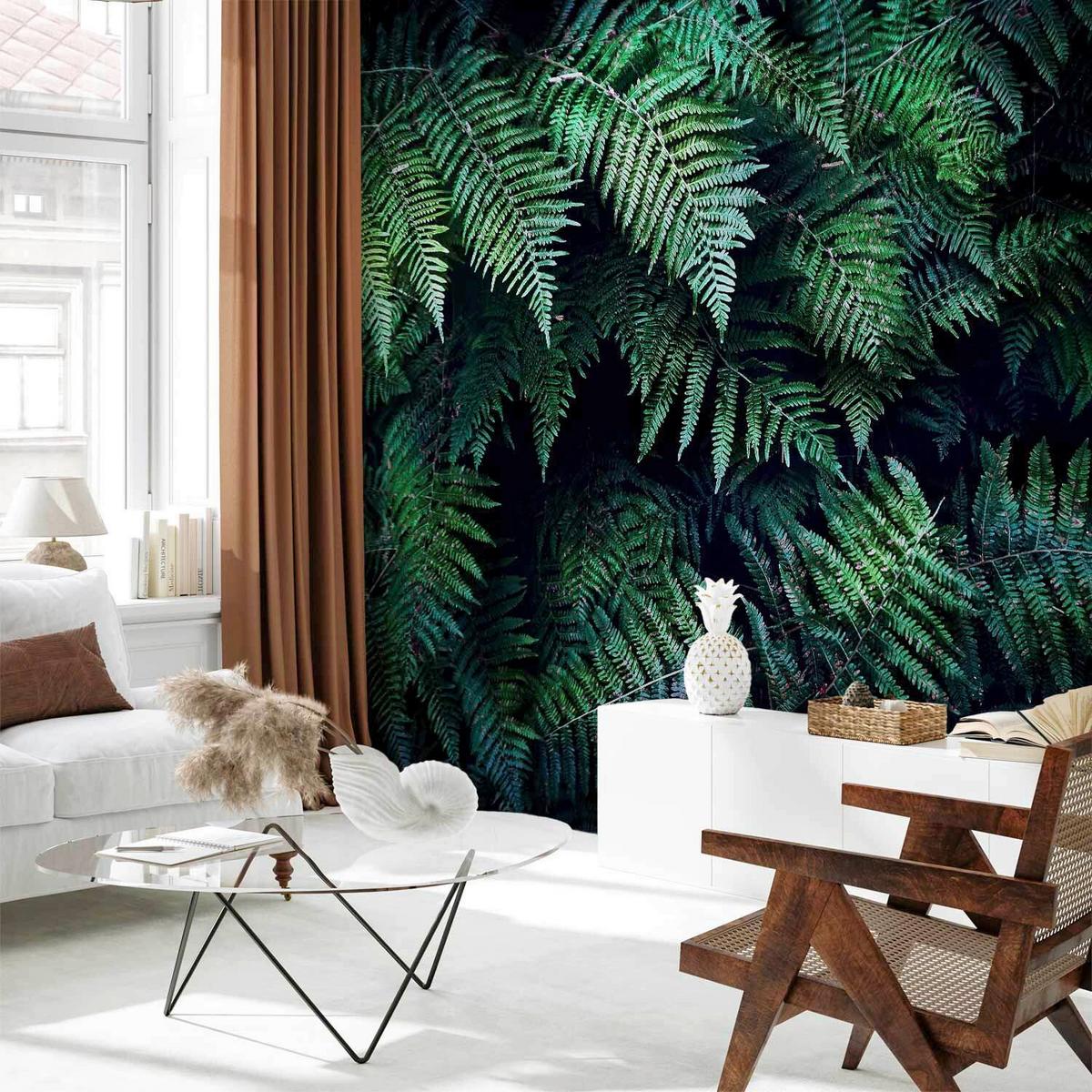 Fototapeta In The Thicket, 450x315cm - črna/gozdno zelena, Trendi, tekstil (450/315cm) - artgeist