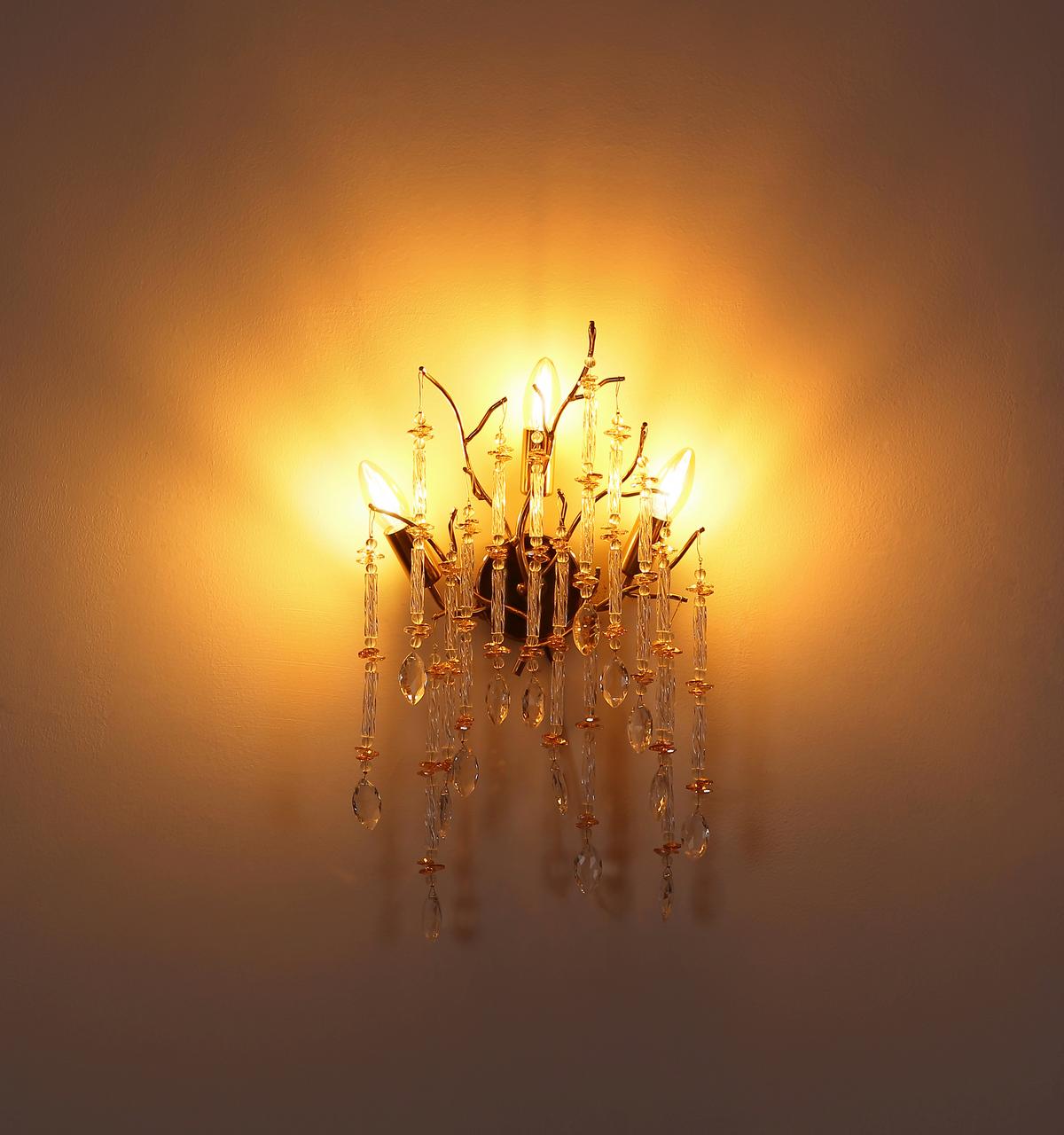Zidna Svjetiljka Gloria - prozirno/zlatne boje, Design, staklo/metal (35/50cm) - Globo