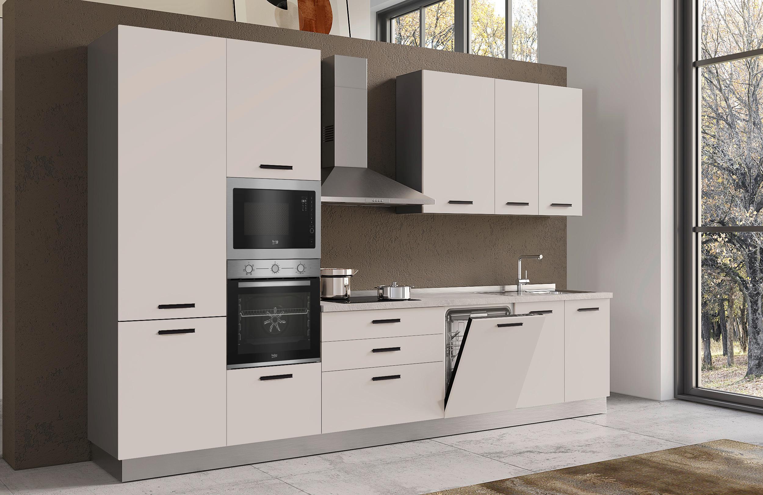Blok Kuhinja Sa Uređajima Vania 360 Cashemire - kašmir/crna, Moderno, metal/drvo (360/240/60cm) - Mömax