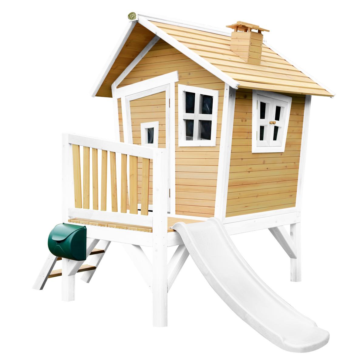 Spielhaus Robin aus Zedernholz - Weiß/Braun, Basics, Holz/Kunststoff (264/203/177cm) - Ambia Garden