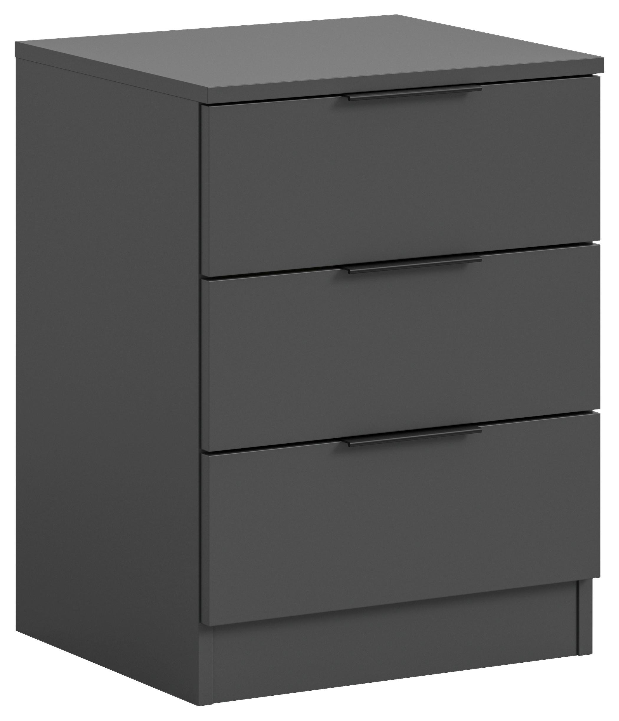 Nachtkästchen KOPENHAGEN ca.45x60x40cm Anthrazit - Anthrazit/Schwarz, MODERN, Holzwerkstoff/Kunststoff (45cm) - MID.YOU