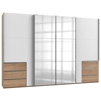 Schwebetürenschrank Level 36 Weiß/Eichefarben - Chromfarben/Eichefarben, MODERN, Holzwerkstoff (350/236/65cm) - MID.YOU