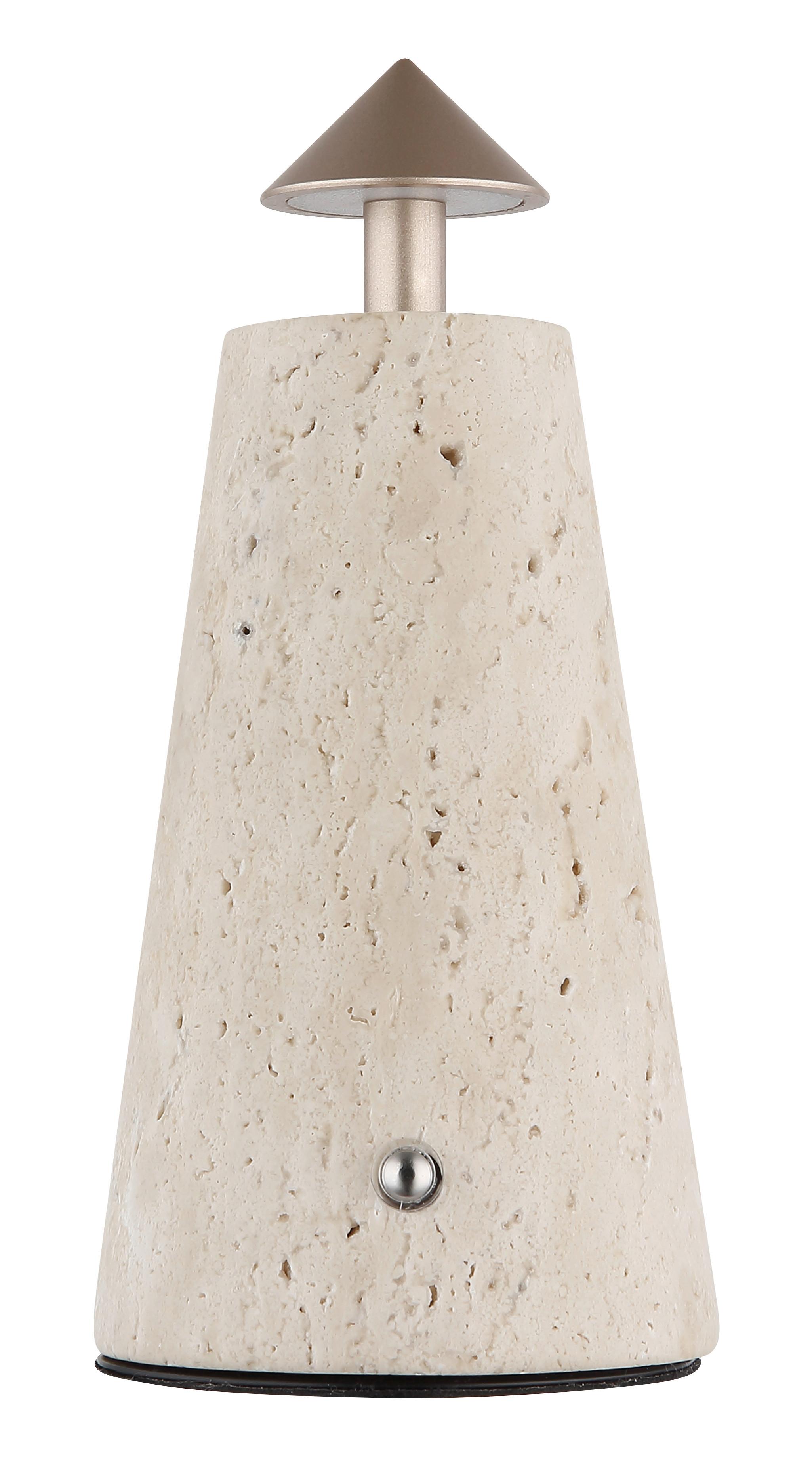 AKKU-TISCHLEUCHTE 21037C LIVA - Weiss/Schwarz, Design, Kunststoff/Stein (9/19cm) - Globo