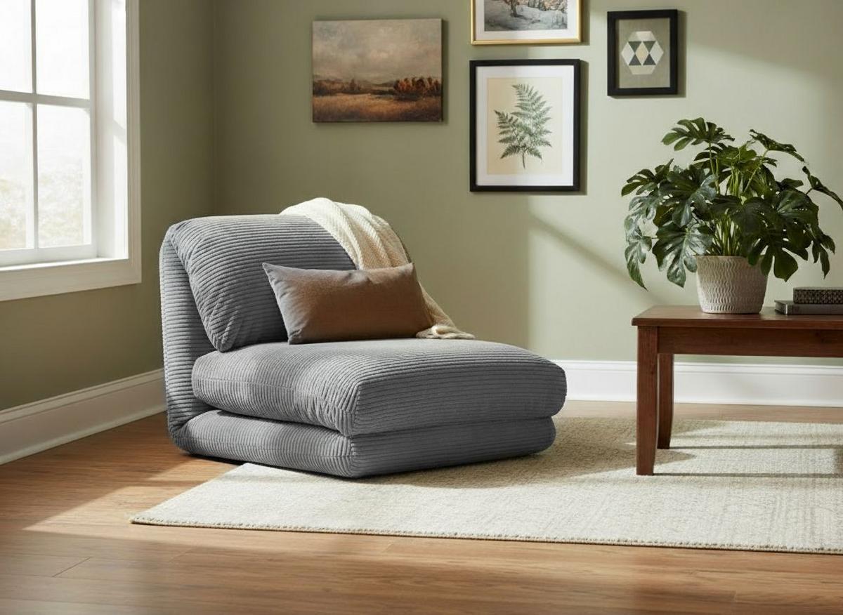 FOTEL Z FUNKCJĄ SPANIA ELYSIA - szary, Design, tkanina (82/58/78cm) - Livetastic